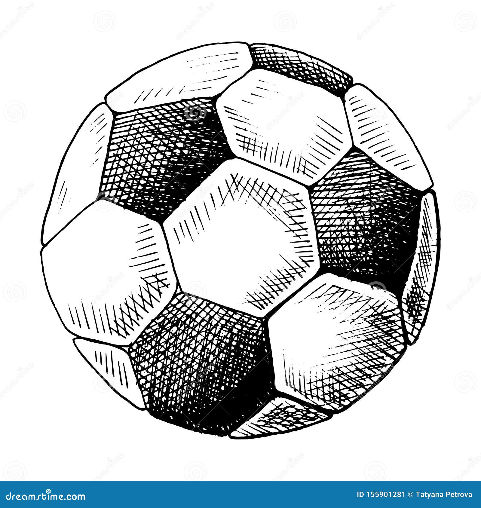 Football Sketch. Hand Drawn Soccer Ball, Sketch Style Vector