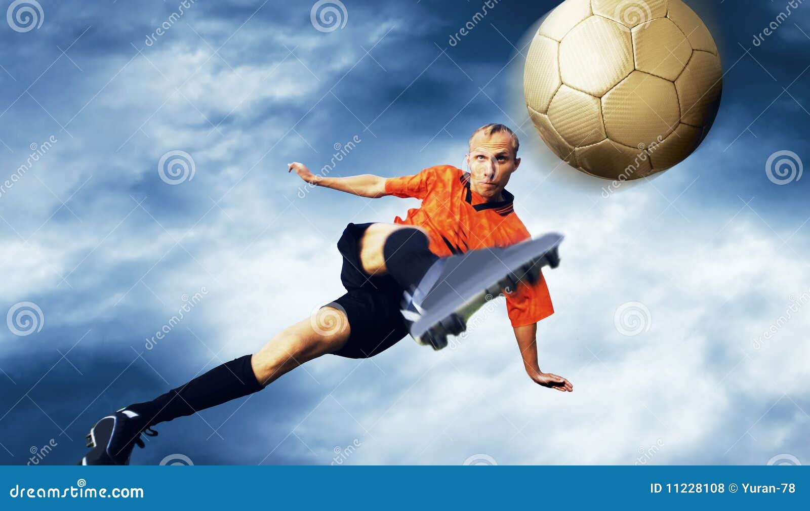 Football on the sky stock photo. Image of grand, clouds 11228108