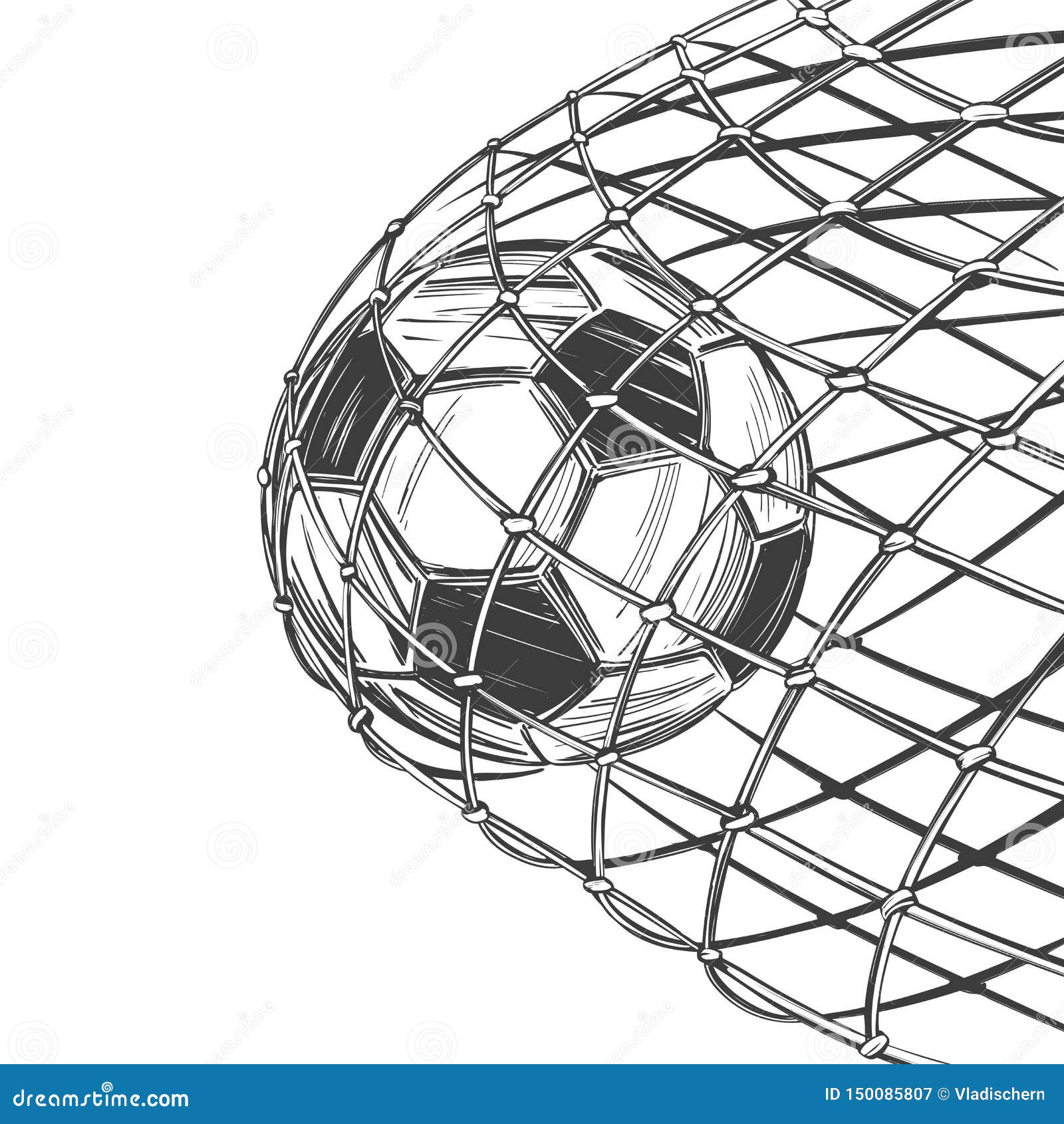 Football Soccer Ball Goal Came In The Gate Win Sports Game Emblem Sign Hand Drawn Vector Illustration Sketch Stock Vector Illustration Of Activity Gate