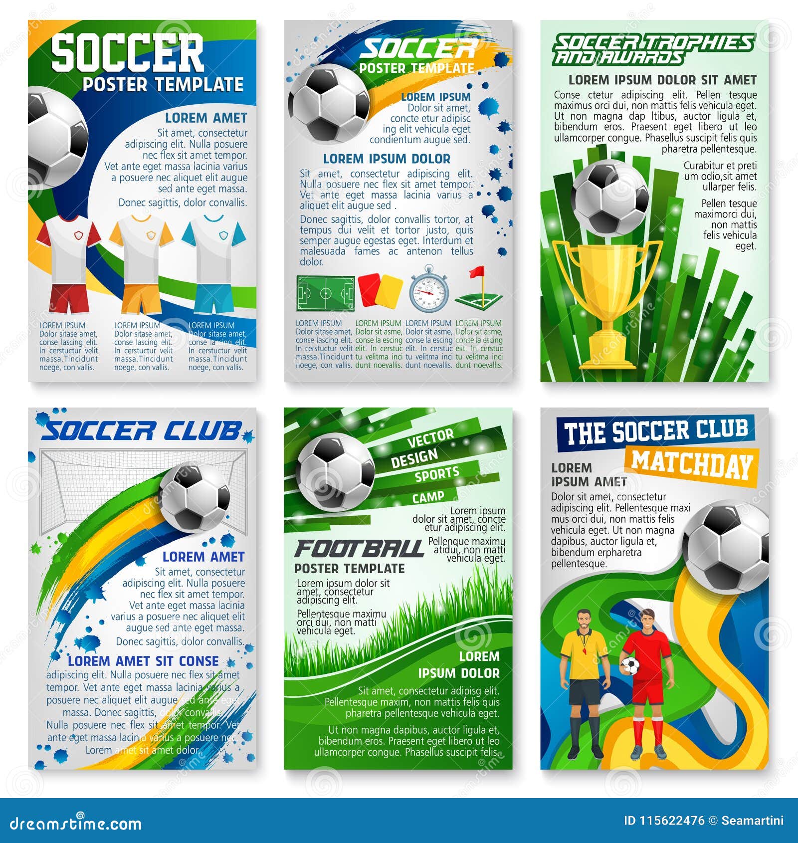 Football Or Soccer Game Banner, Sport Club Design Stock Vector In Soccer Referee Game Card Template