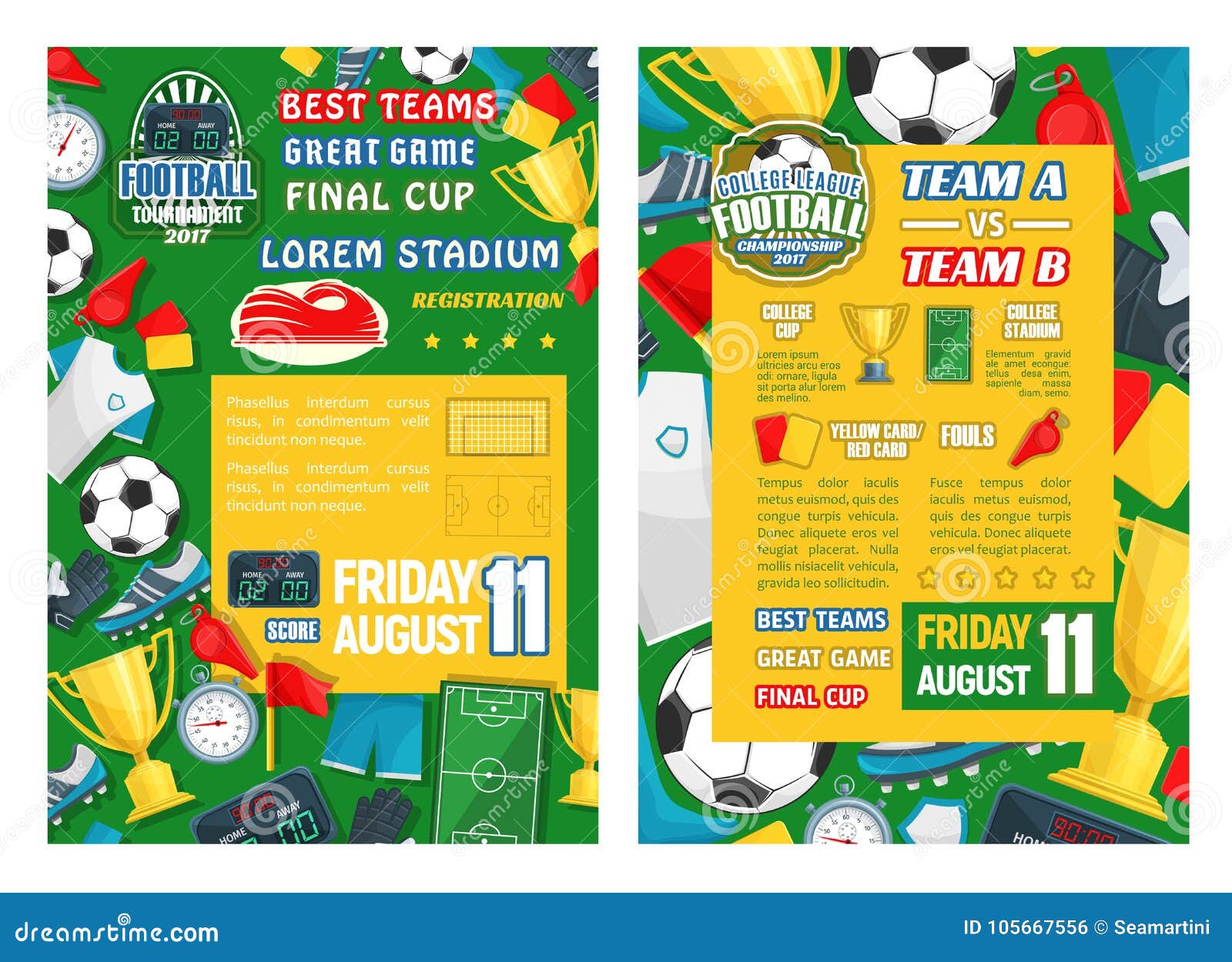 Football Or Soccer Sport Tournament Match Banner Stock 