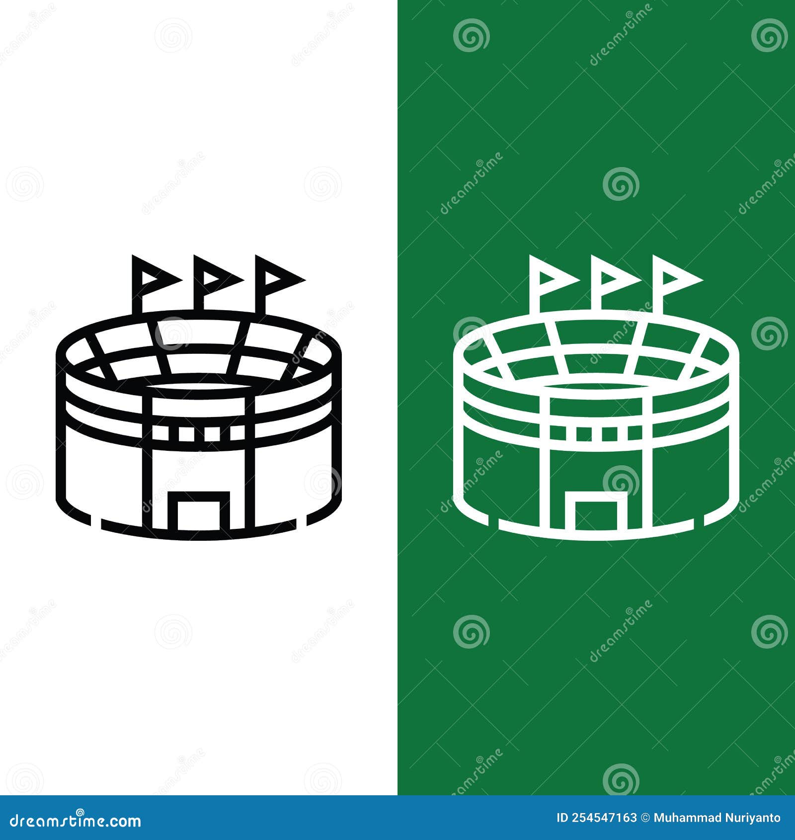 Football or Soccer Stadium Icon Logo in Outline Style Stock Vector