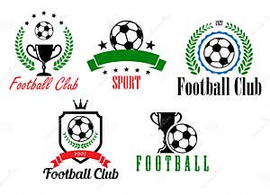 Football And Soccer Symbols Or Emblems Stock Vector Illustration Of 