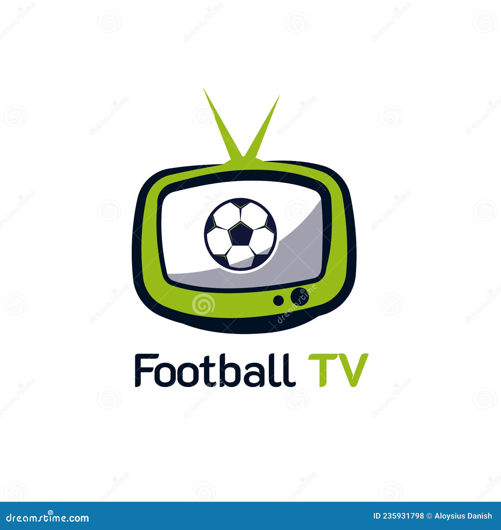 Football Soccer TV Channel Logo. With television, play, and ball symbol. On  dark blue and green color. Premium and luxury isolated design vector  4689377 Vector Art at Vecteezy