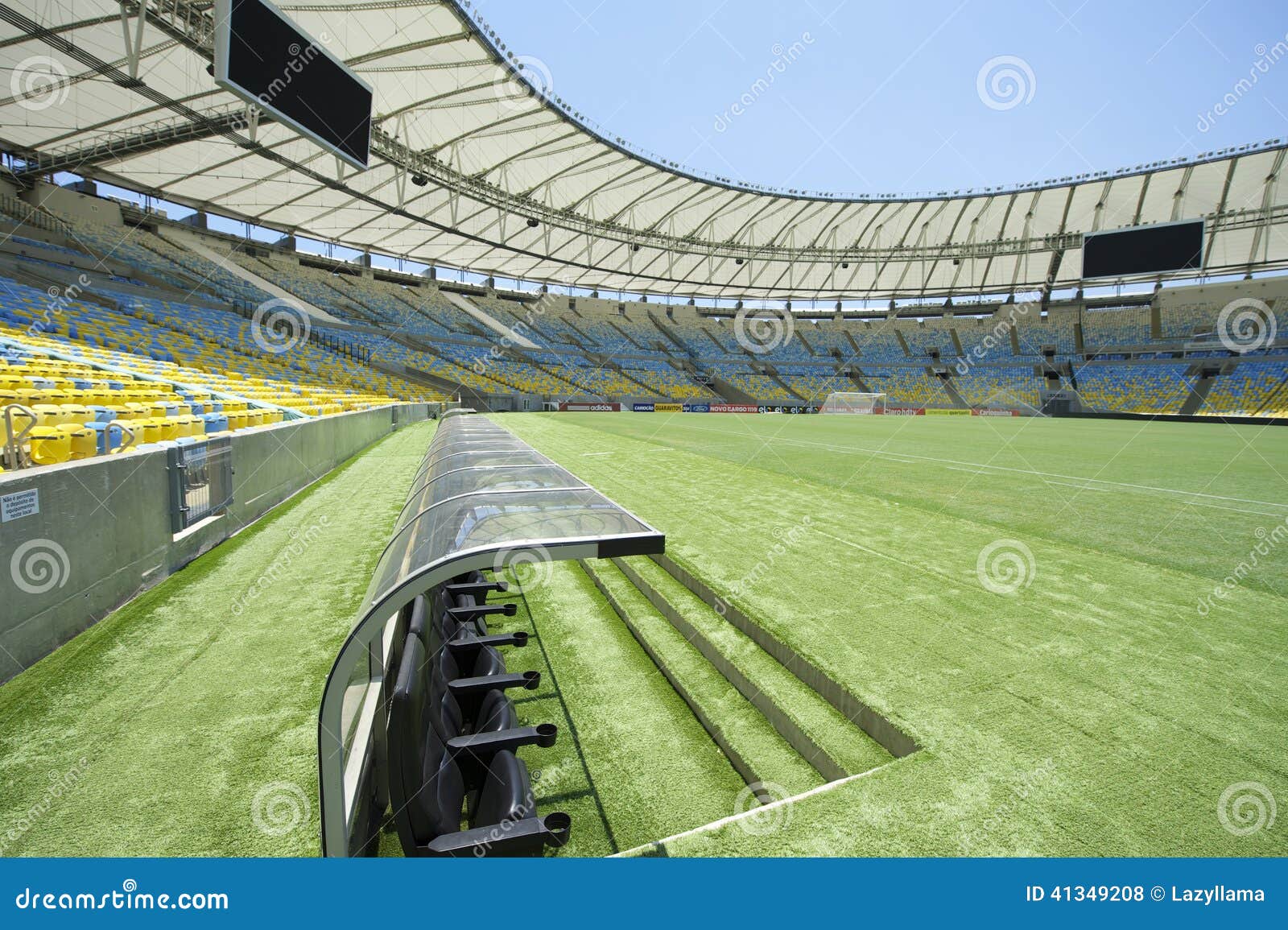 Football Stadium Dugout and Pitch Editorial Stock Photo - Image of
