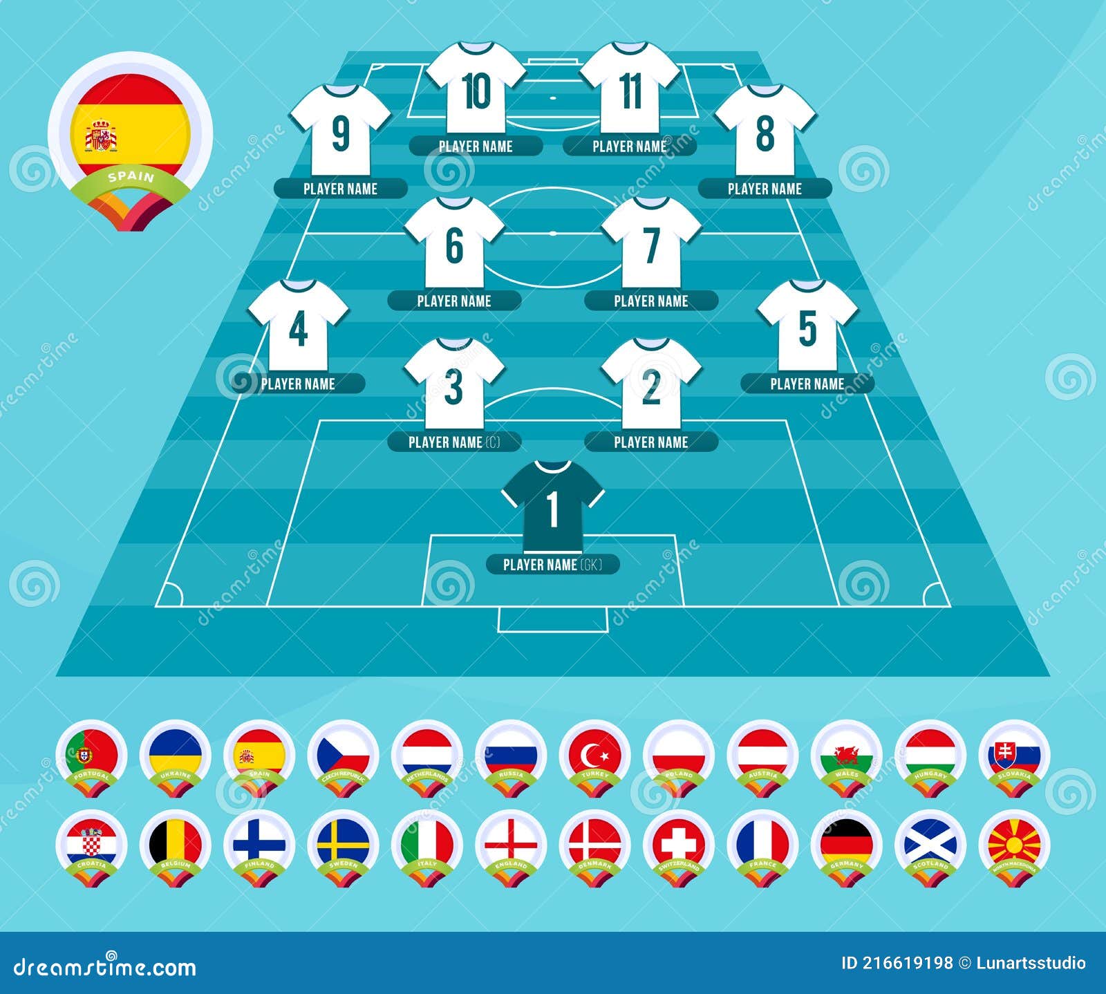 Free Vector  Flat football championship groups table template