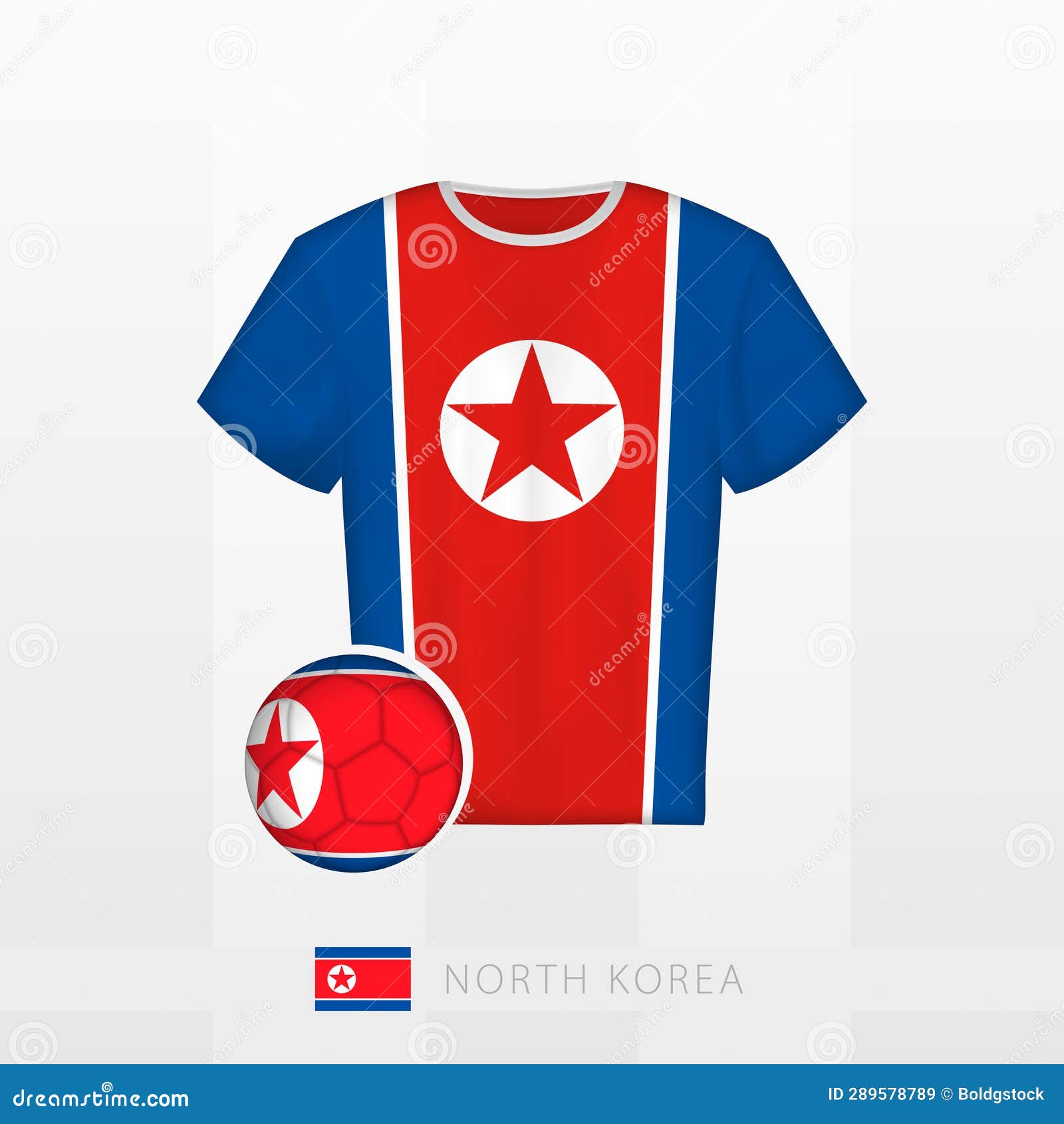 Football Uniform of National Team of North Korea with Football Ball