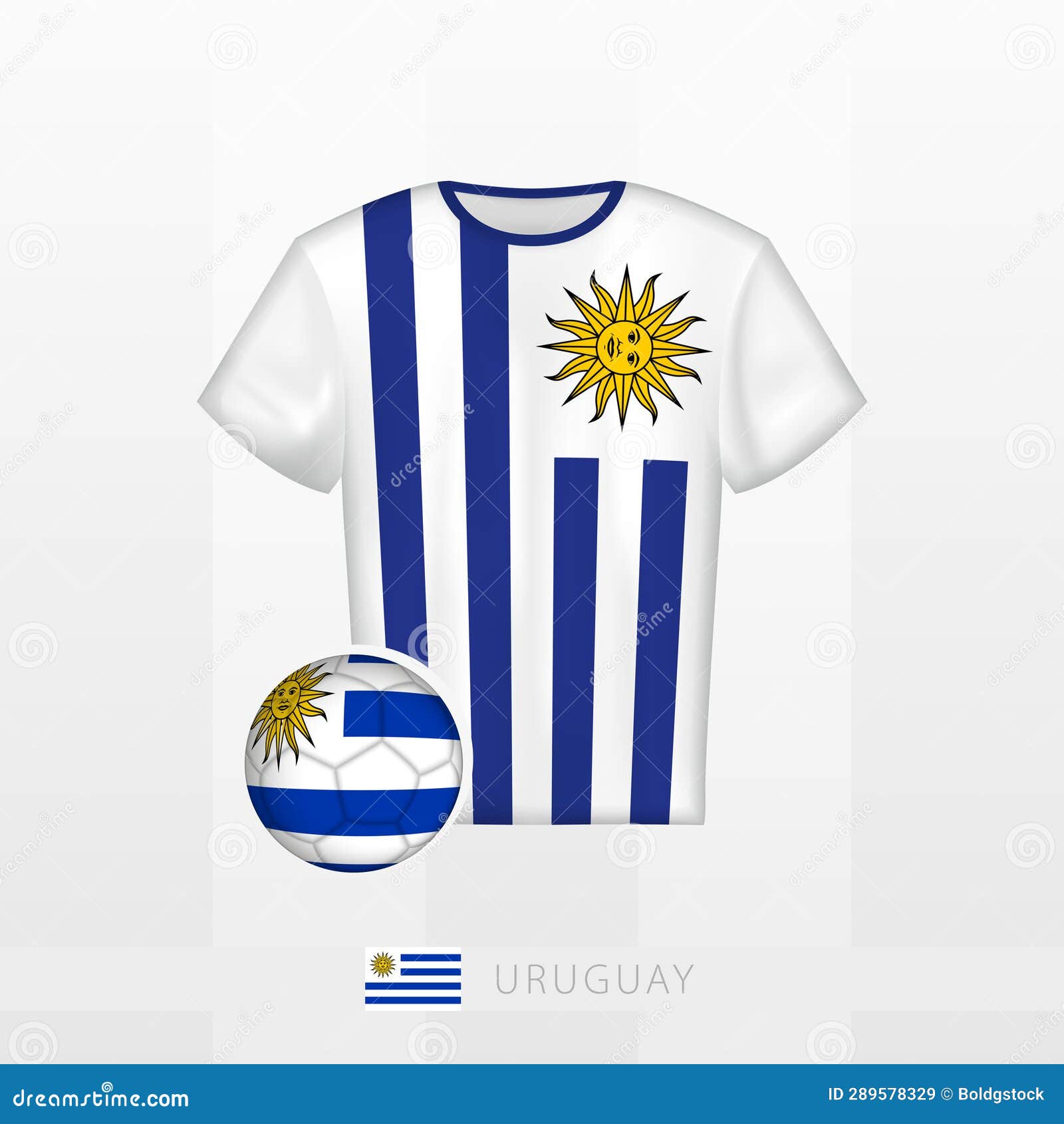 Soccer Shirt In Colors Of Uruguayan Flag. National Jersey For