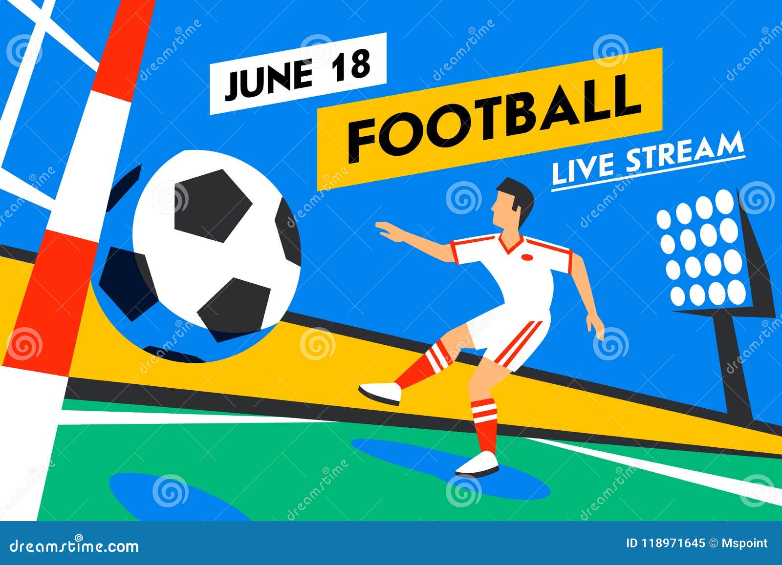 Football Web Banner. Live Stream Game. Soccer Forward