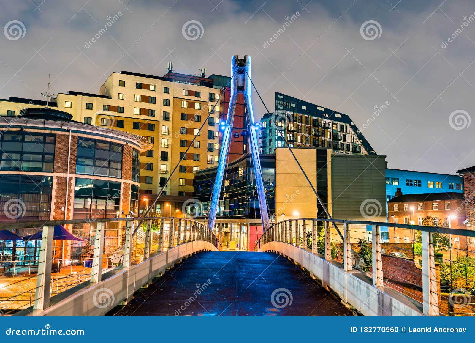 footbridge across the aire river in leeds, england