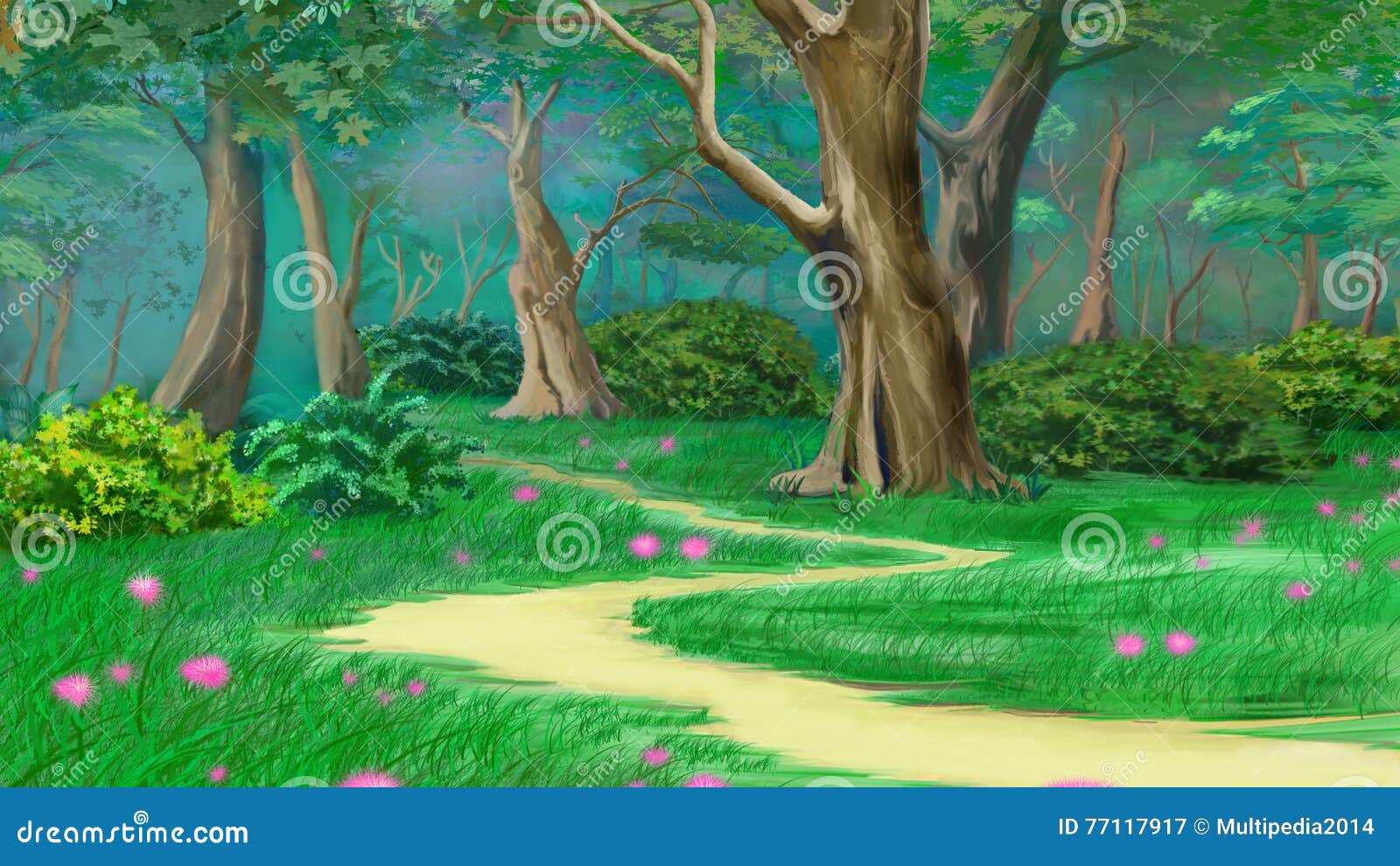 footpath in a fairy tale green summer forest