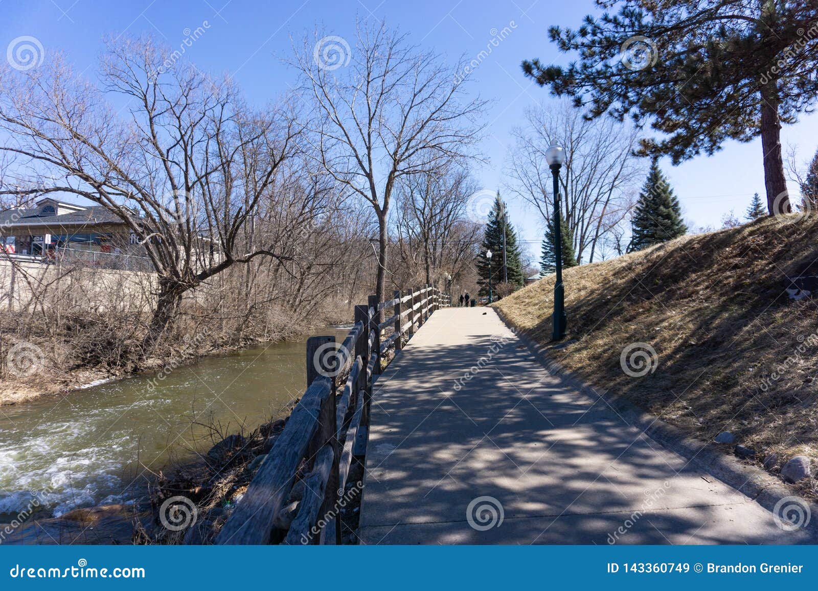 Footpath by Paint Creek in Rochester, Michigan Stock Image Image of