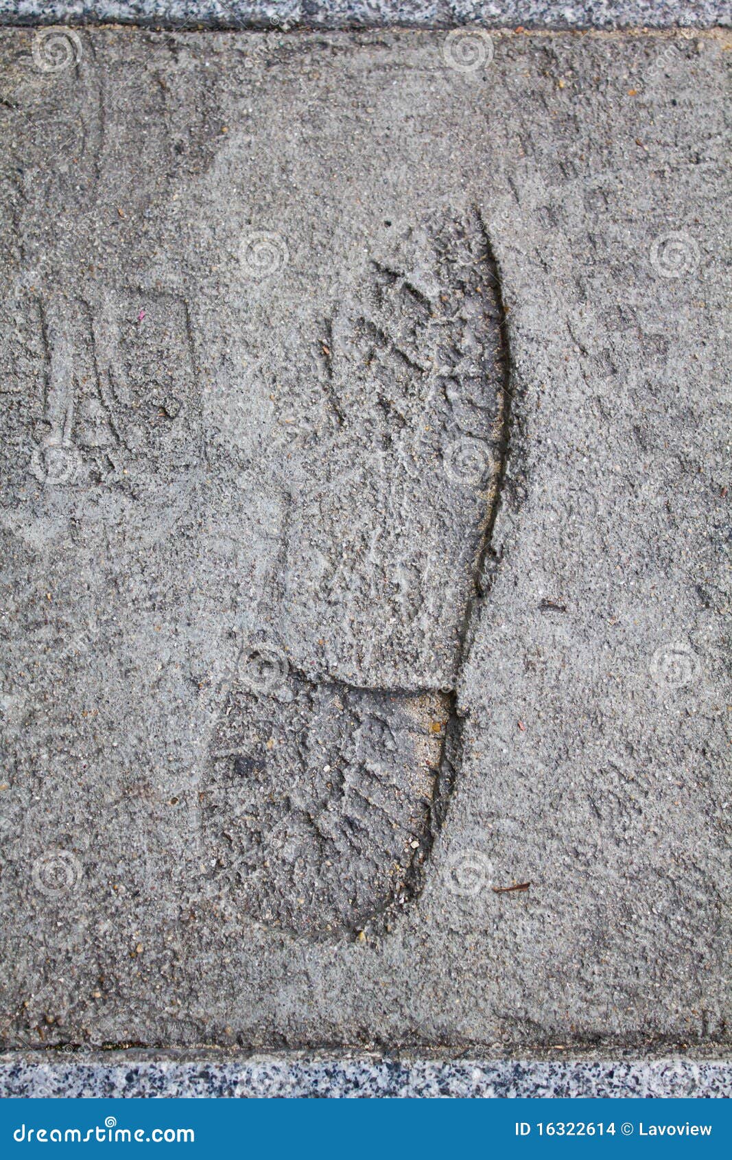 Footprint in Footpath Cement Stock Photo - Image of pavement, careless