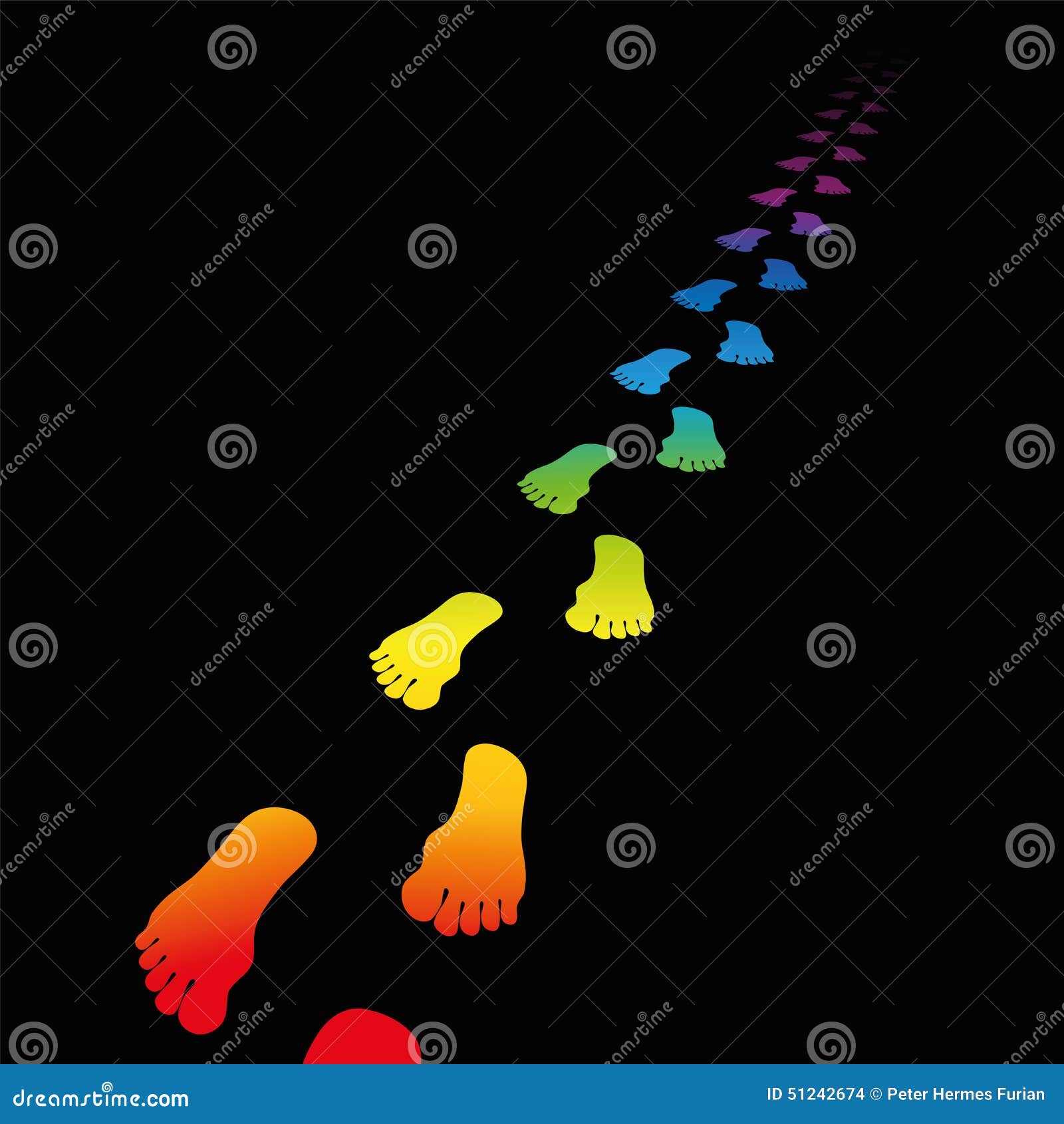 Footprint Rainbow Gradient Black Stock Vector Illustration of abstract, colored 51242674