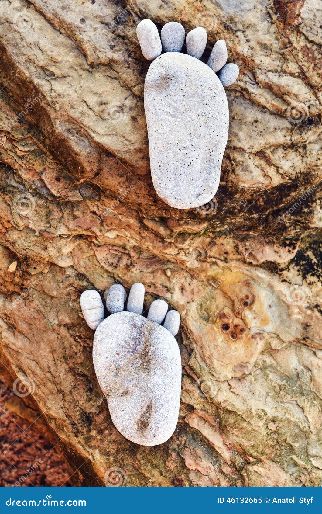 Footprint on stones stock image. Image of footstep, pebble 46132665