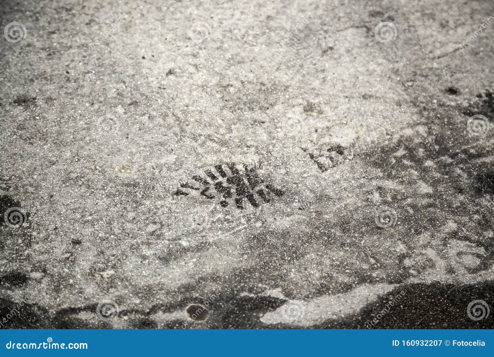 Footprint on wet street