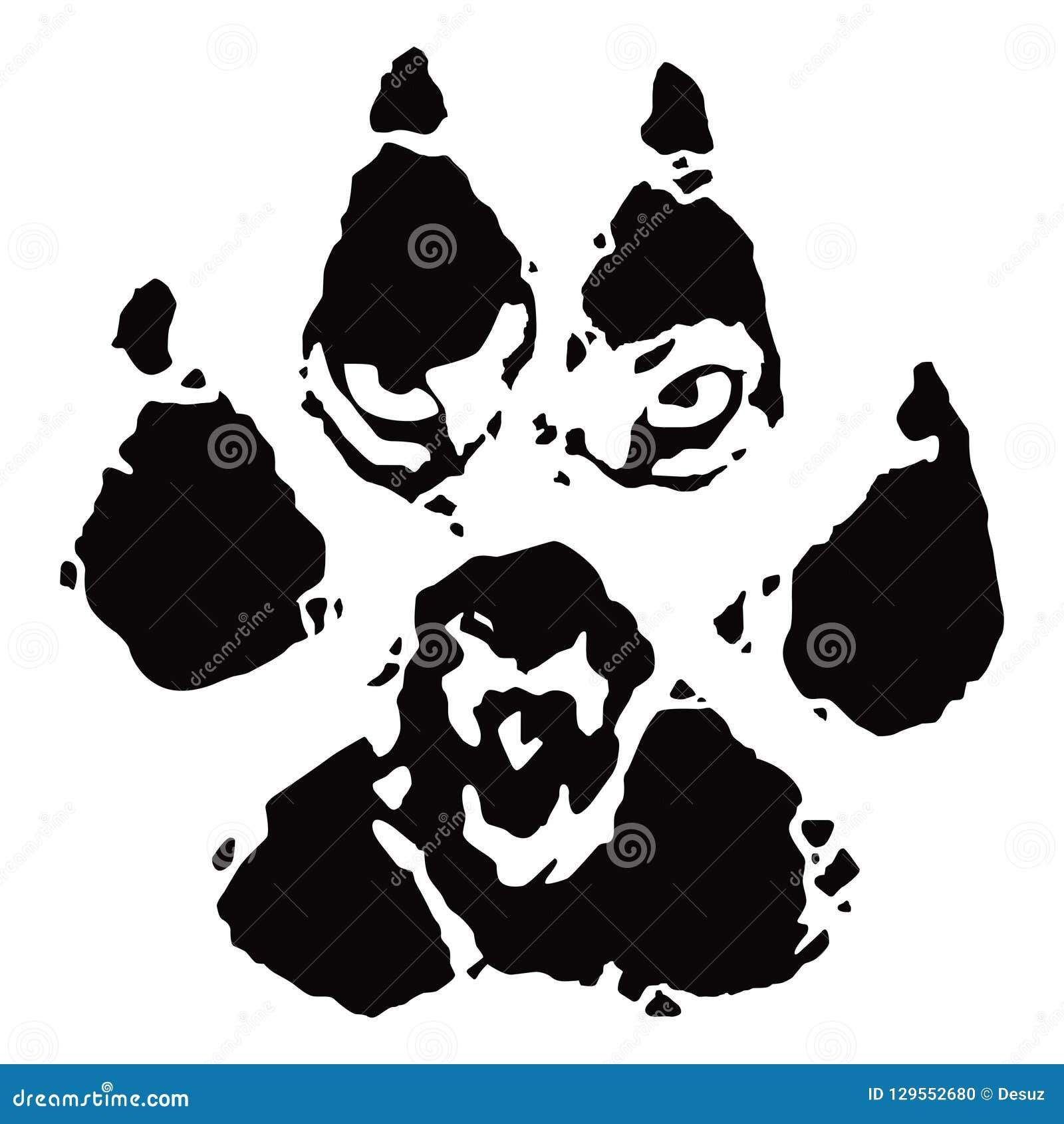 Footprint Wolf Paw Print Stock Vector Illustration Of Drawing