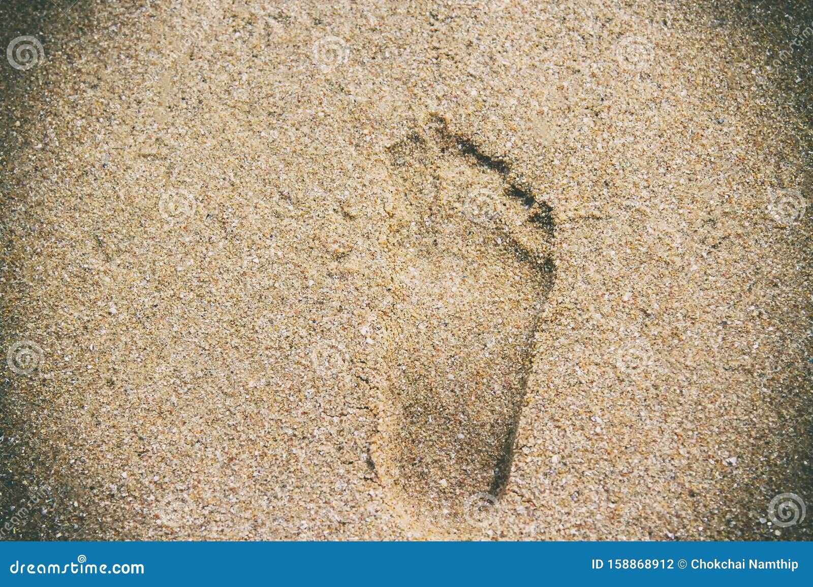 Footprints on the Beach Seashore for Copy Space Stock Photo - Image of ...