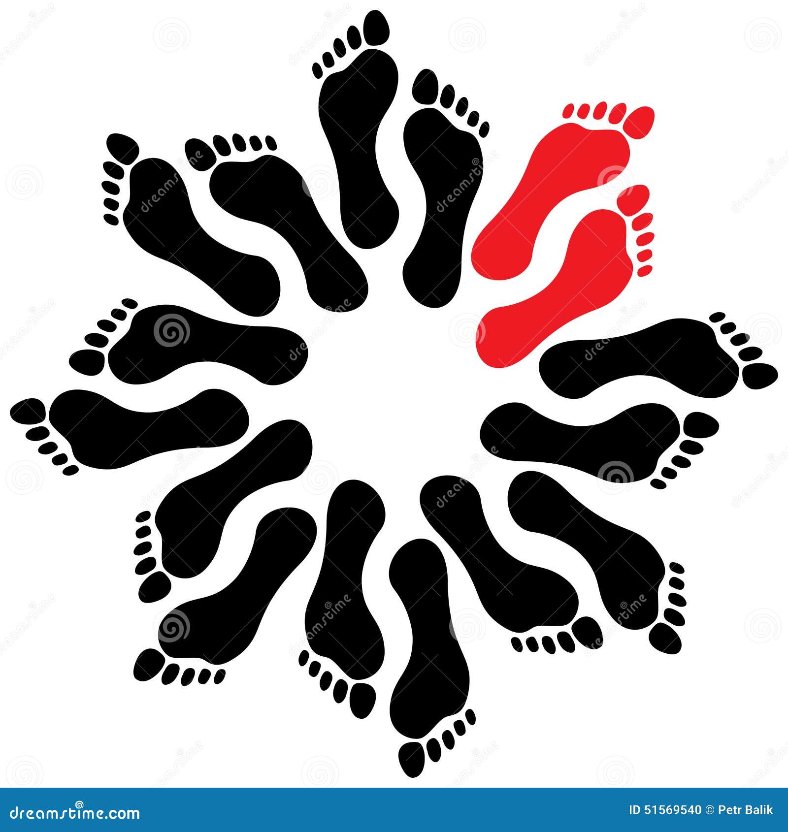 Footprints in a circle stock illustration. Illustration of people