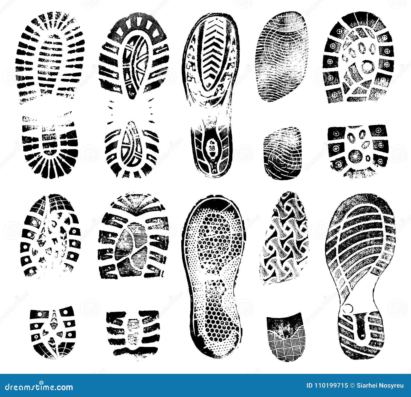 Footprints Human Shoes Silhouette, Vector Set, Traces of Boot. Stock ...