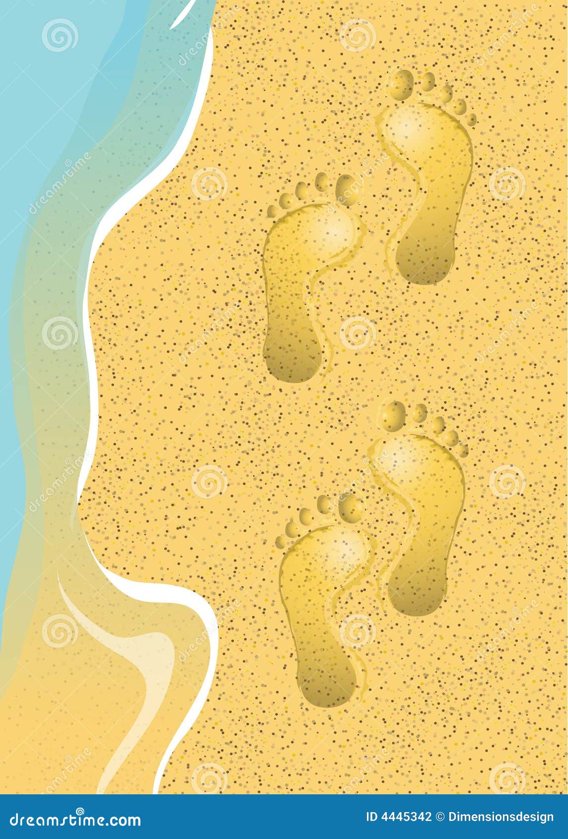 Footprints in the sand stock vector. Illustration of ocean - 4445342