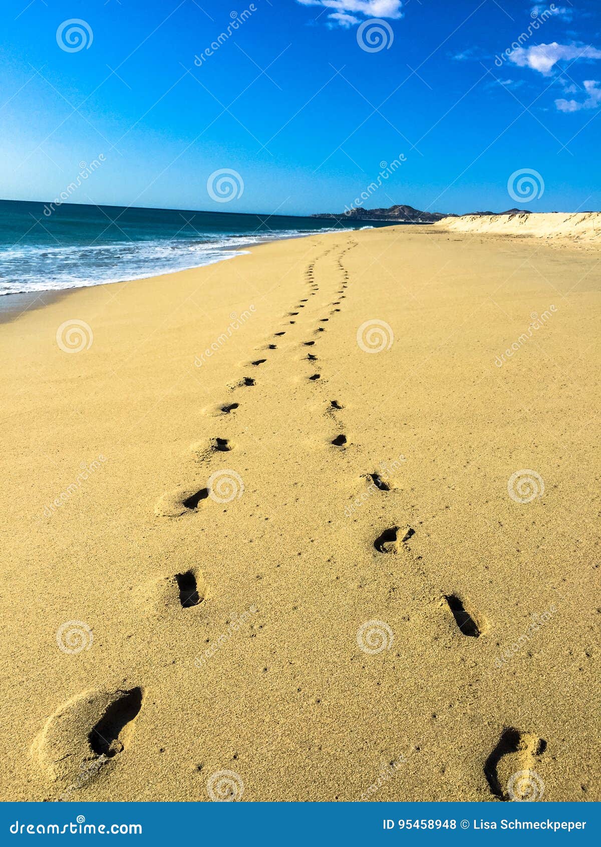 Footprints in the sand stock photo. Image of surf, nature 95458948