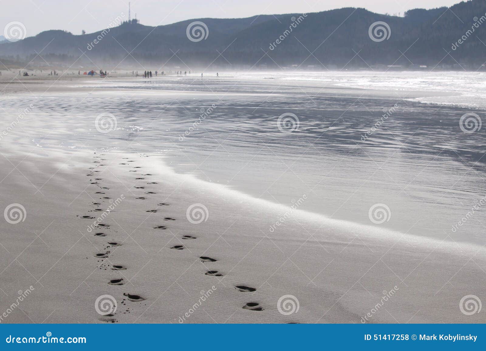 Footprints in the sand stock photo. Image of beach, sets 51417258