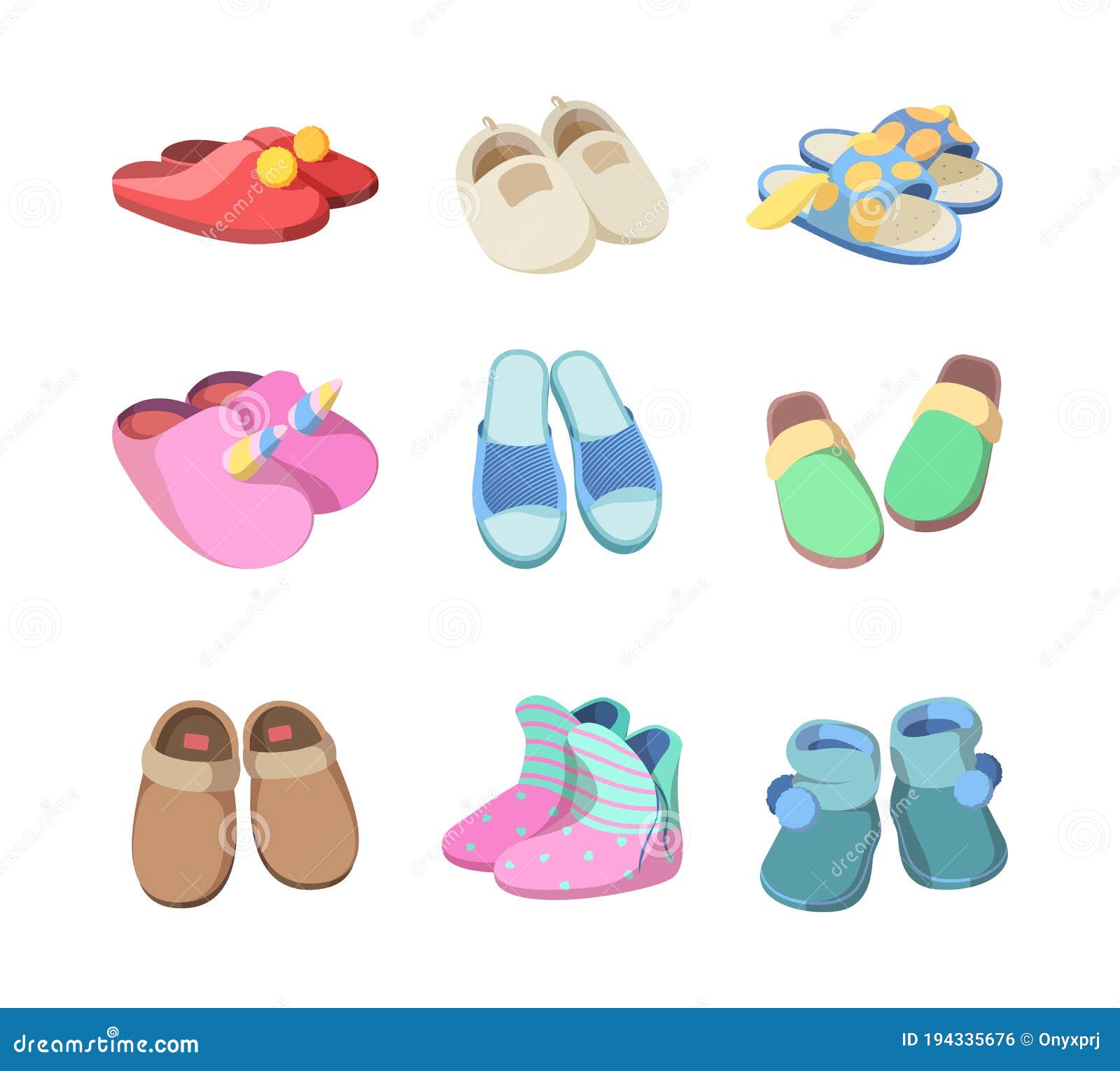 Footwear Colored. Textile Soft Slippers Hotel Room Accessories ...