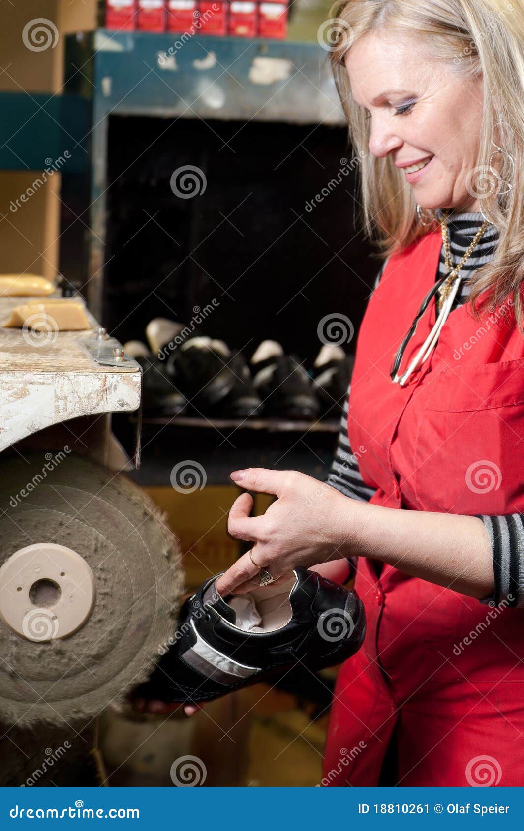 Footwear factory stock image. Image of shoe, working 18810261