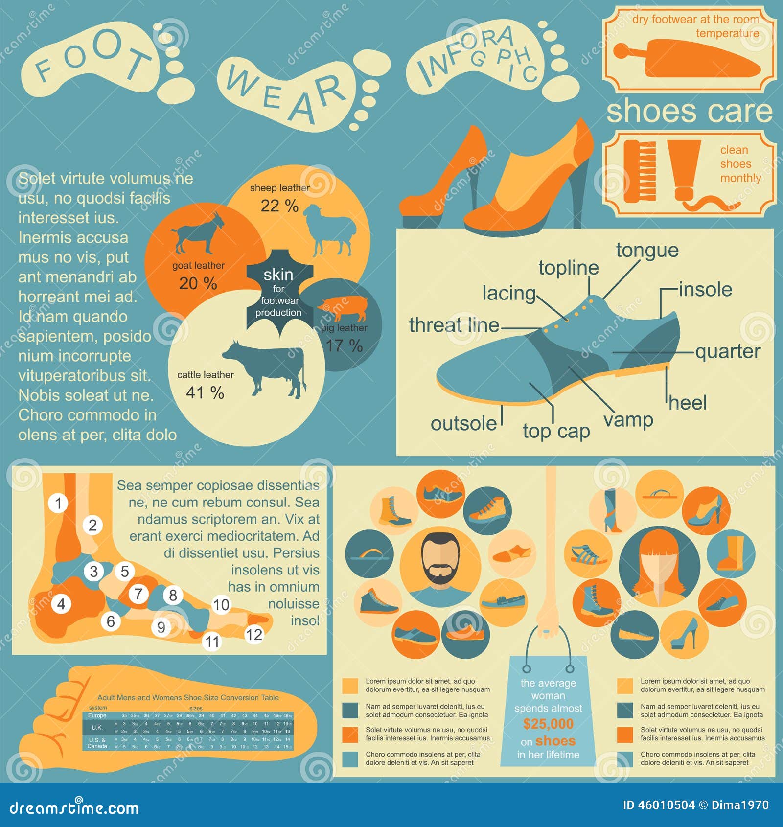 Footwear Infographics Elements. Easily Edited Stock Vector ...