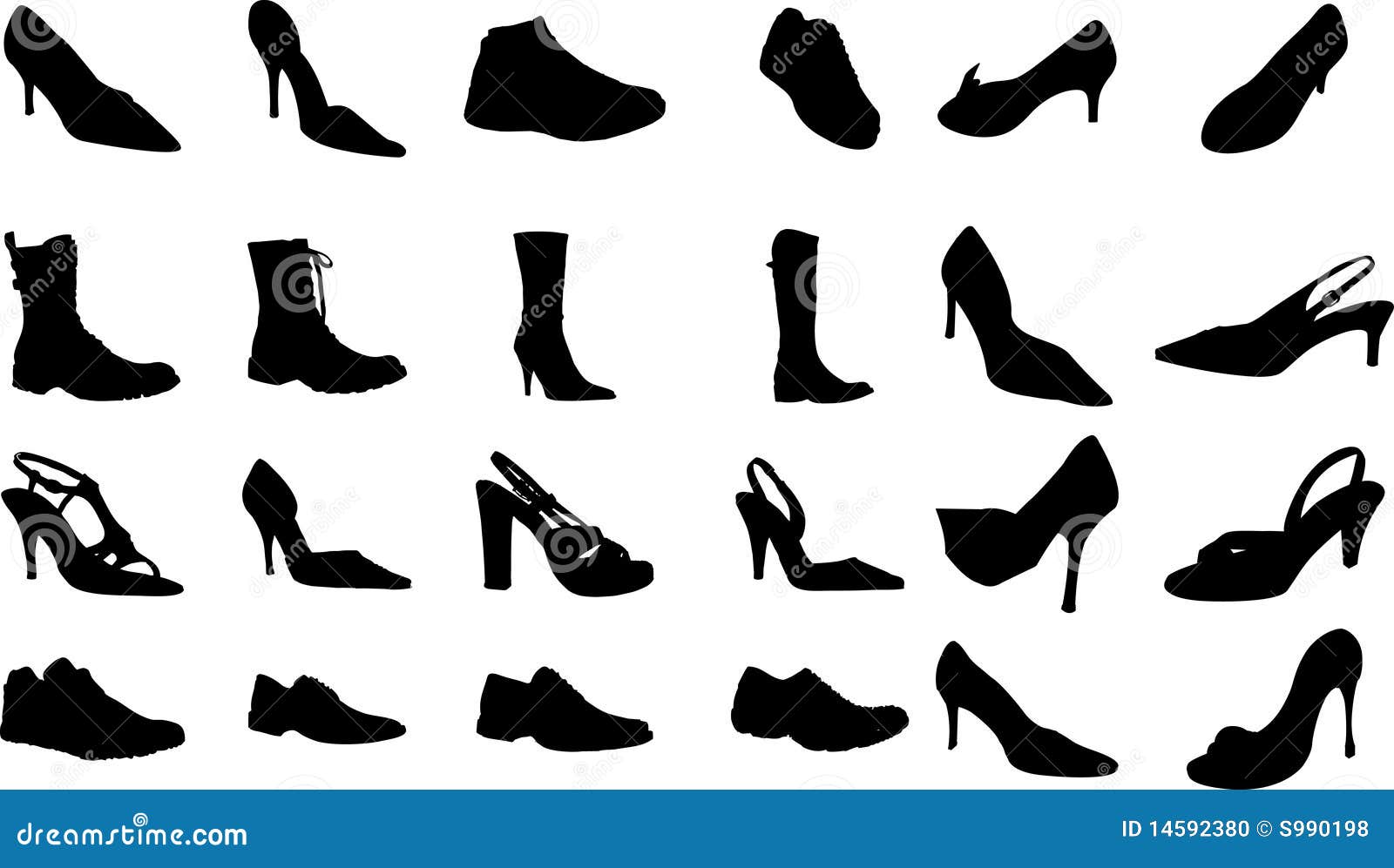 Footwear a set stock illustration. Illustration of isolated - 14592380