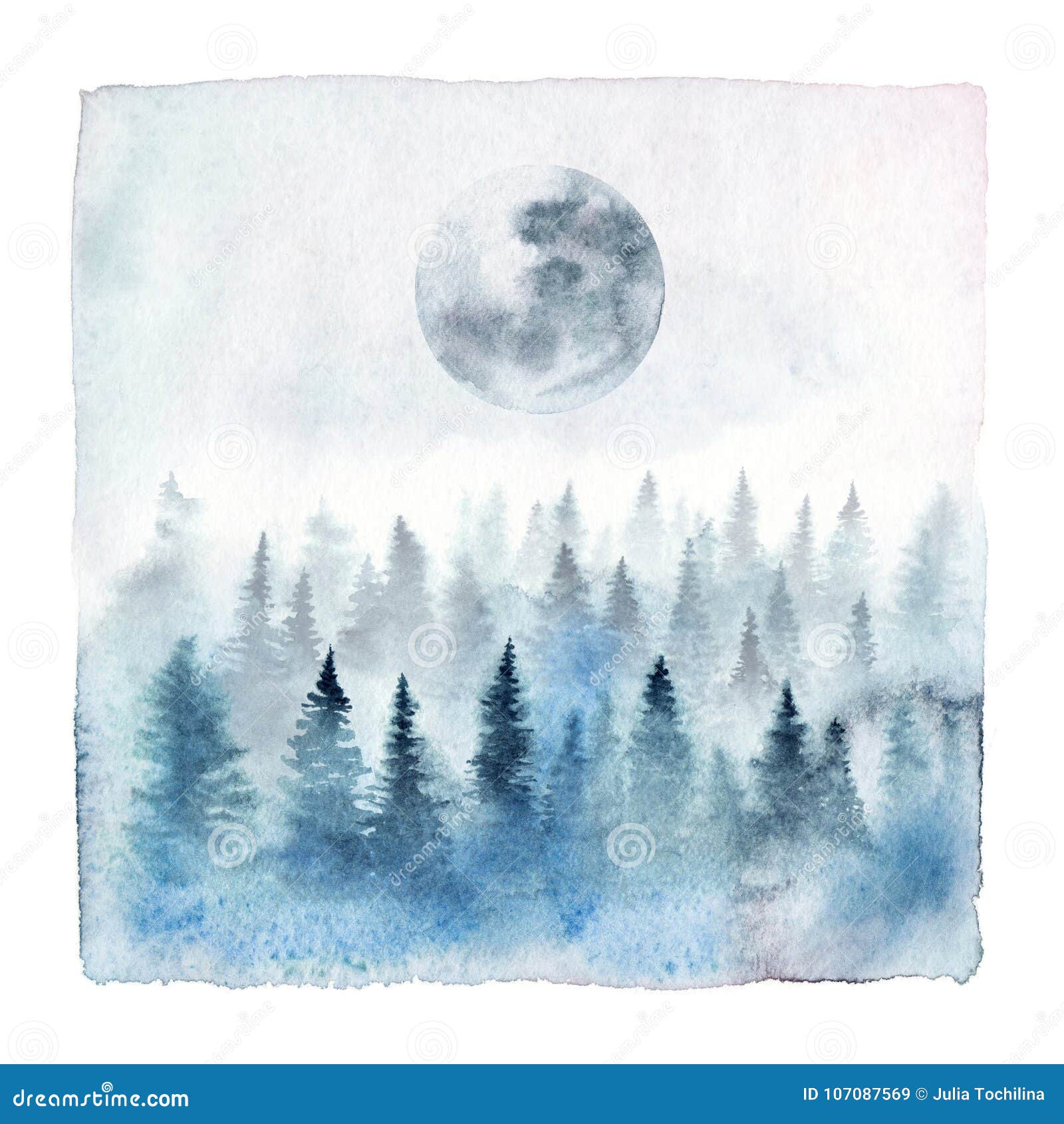 Foret D Aquarelle Avec La Pleine Lune Illustration Stock Illustration Du Conception Carte Foret D Aquarelle Avec La Pleine Lune Illustration Stock Illustration Du Conception Carte