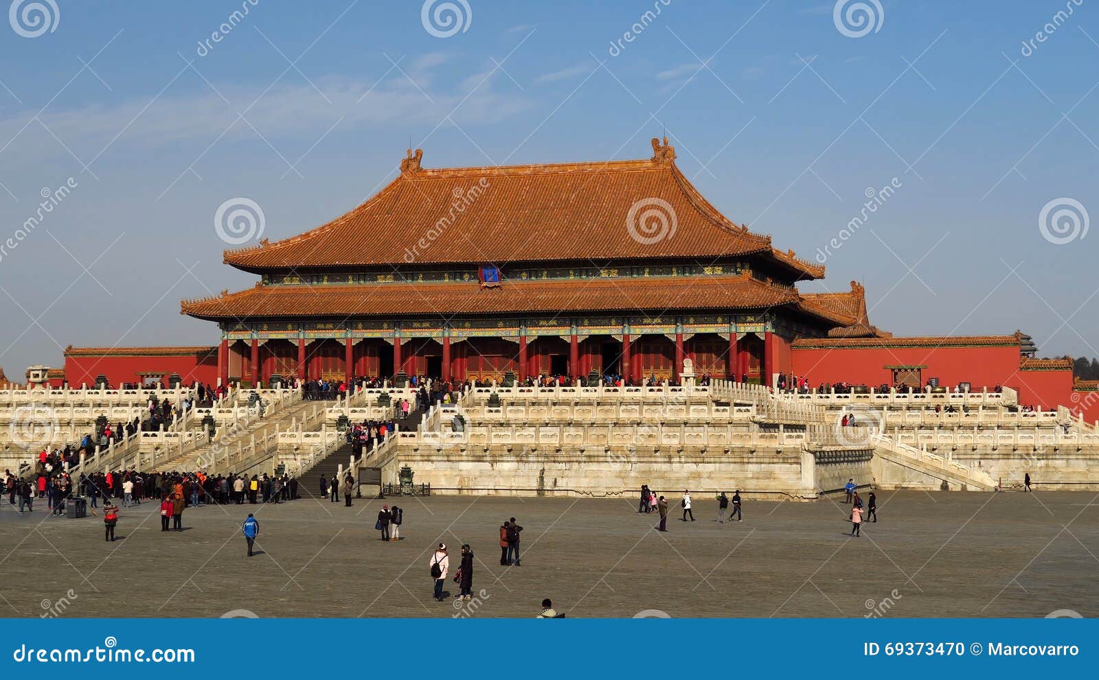 Forbidden City, Beijing, China. BEIJING, CHINA - JANUARY 10, 2016: people in Tiananmen Square under the historical architecture of the Forbidden City