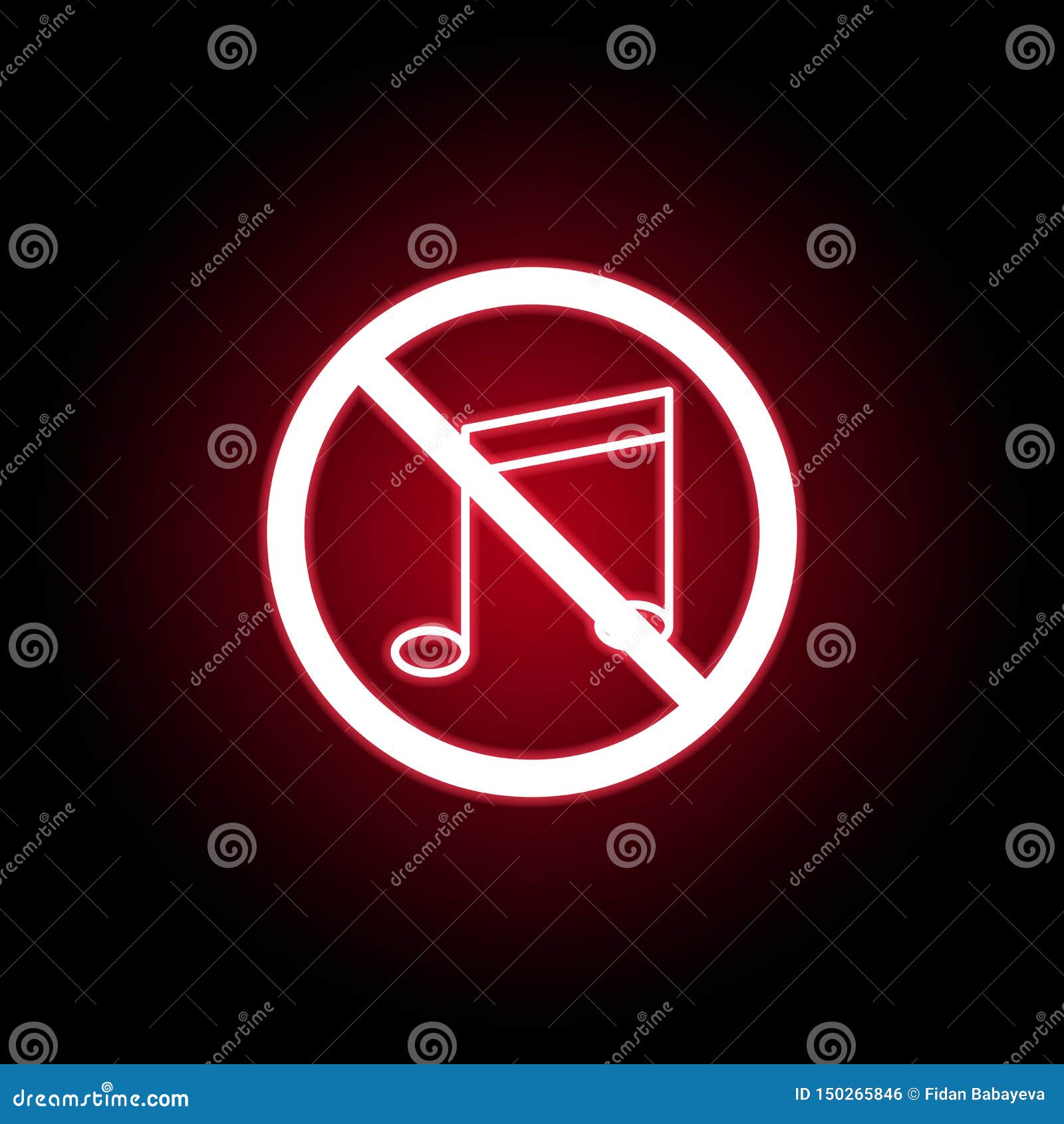 Forbidden Music Icon In Red Neon Style Can Be Used For Web Logo Mobile App Ui Ux Stock Illustration Illustration Of Sticker Warning