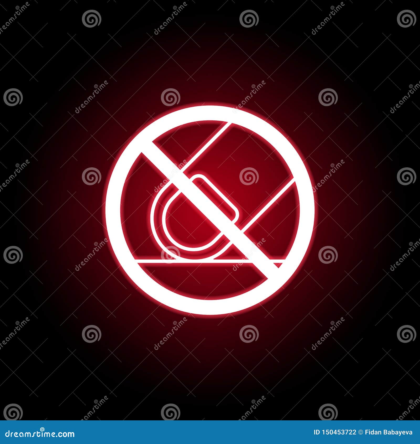 Forbidden Touch Finger Icon In Red Neon Style. Can Be Used ...