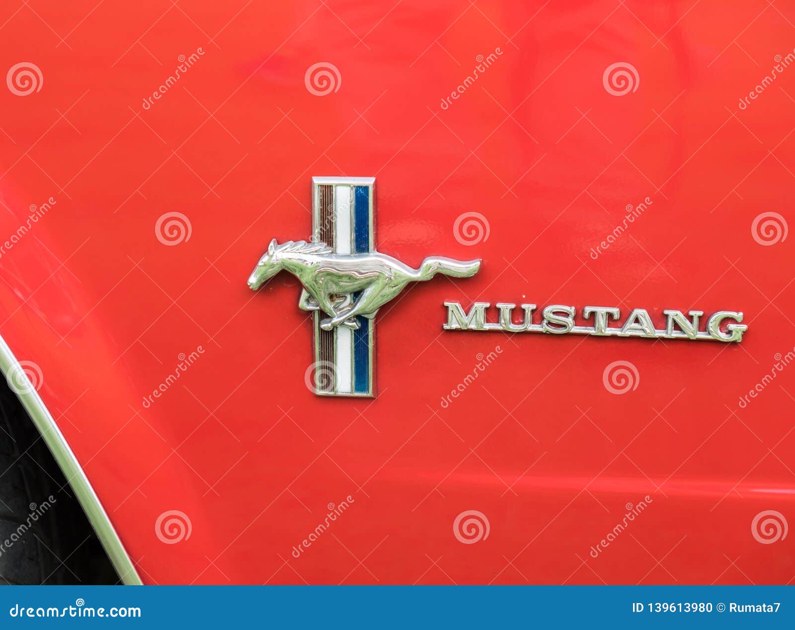 Ford Mustang Logo on Red Background Editorial Image - Image of