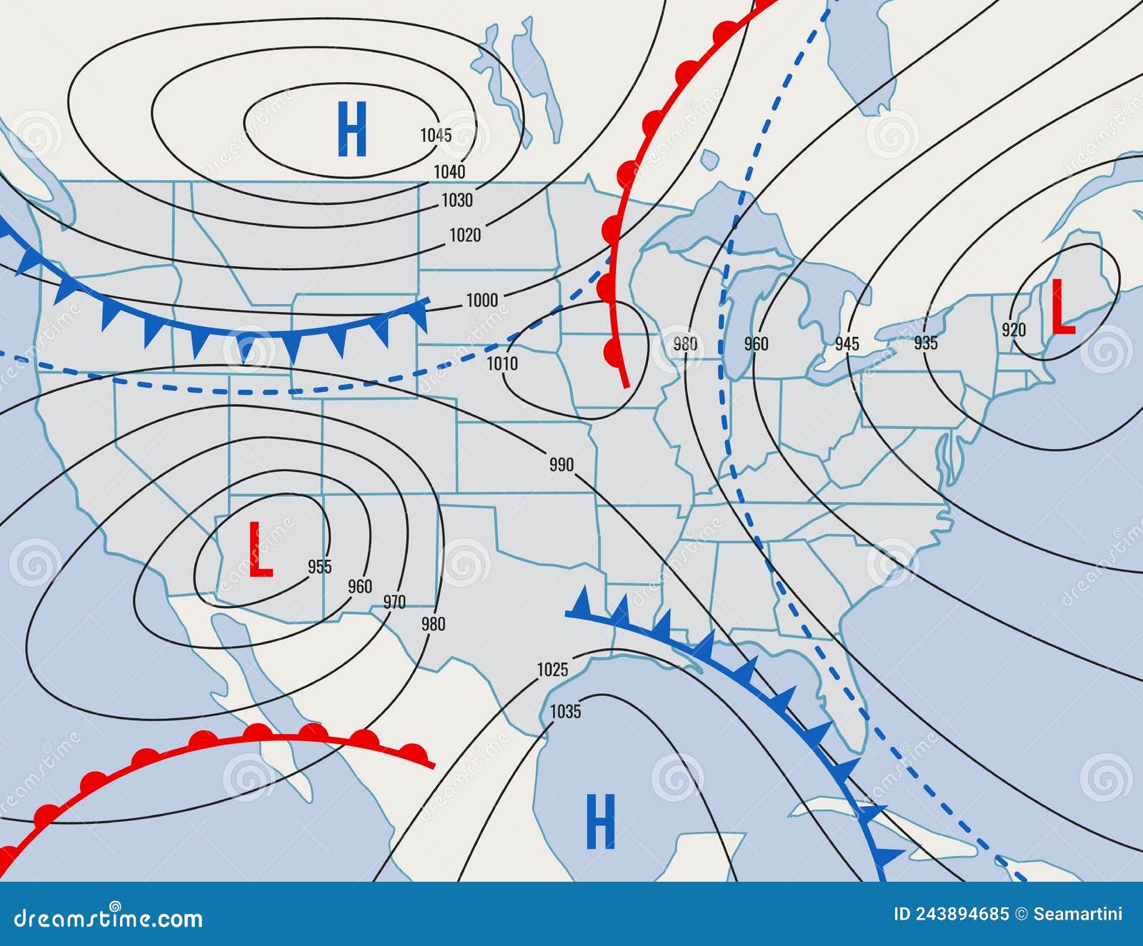 Us Wind Forecast Map High Low Pressure Weather Map Stock Illustrations – 79 High Low Pressure  Weather Map Stock Illustrations, Vectors & Clipart - Dreamstime