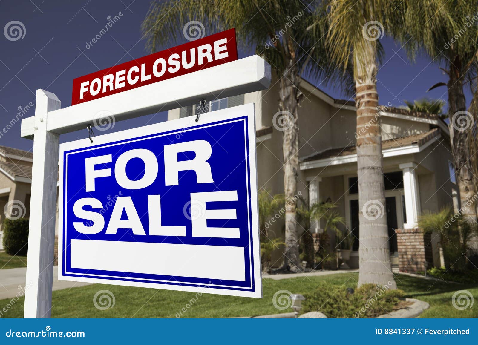 foreclosure for sale real estate sign and house