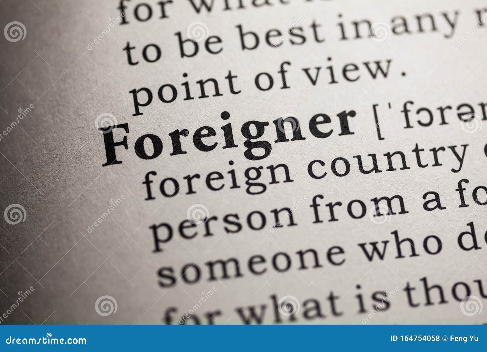 Definition of the Word Foreigner Stock Photo Image of dictionary