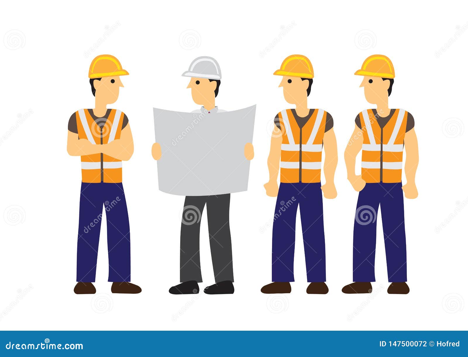 Foreman Briefing His Construction Workers on Their Work. Concept of
