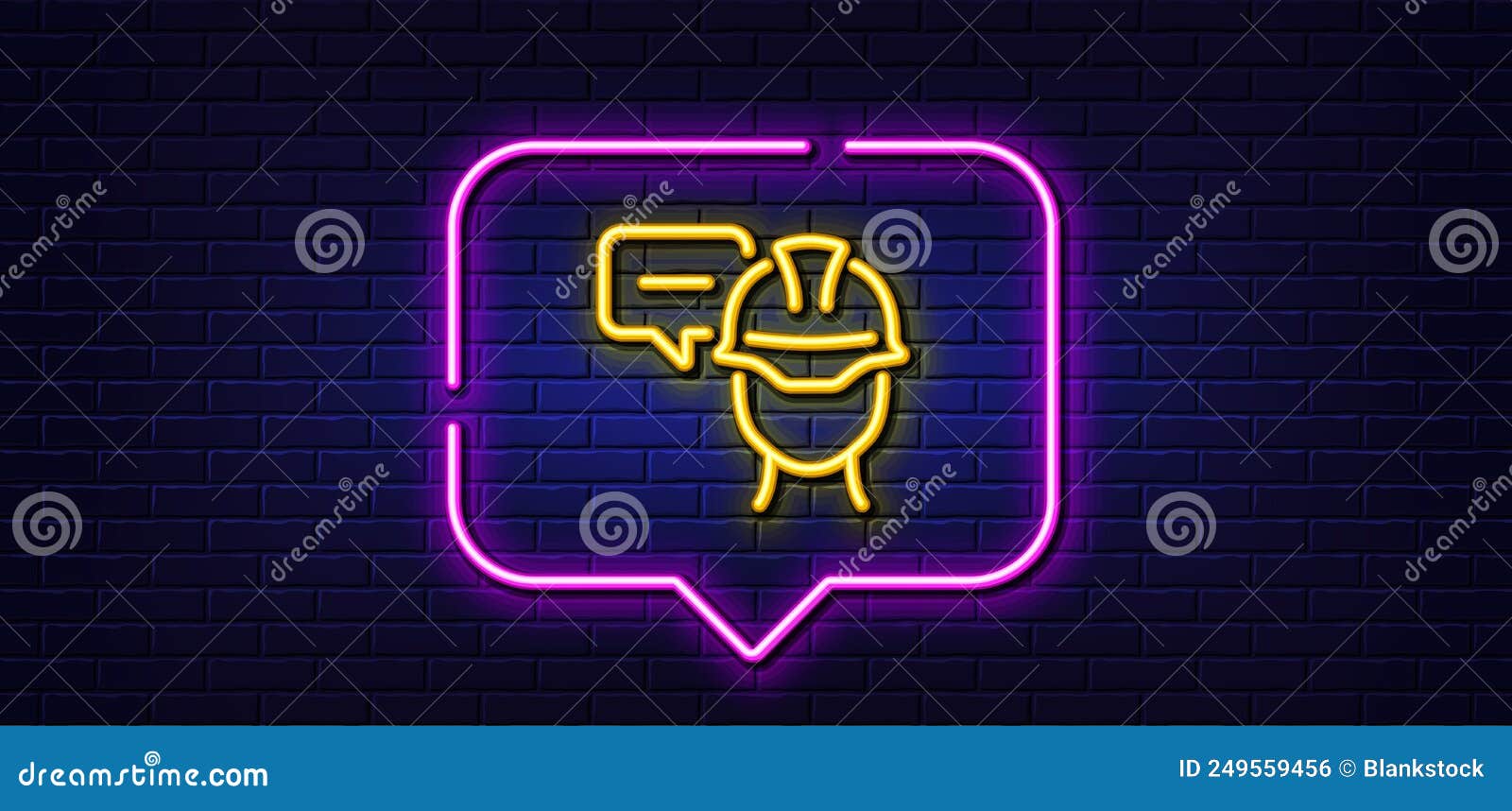foreman talk line icon. engineer or architect sign. neon light speech bubble. 