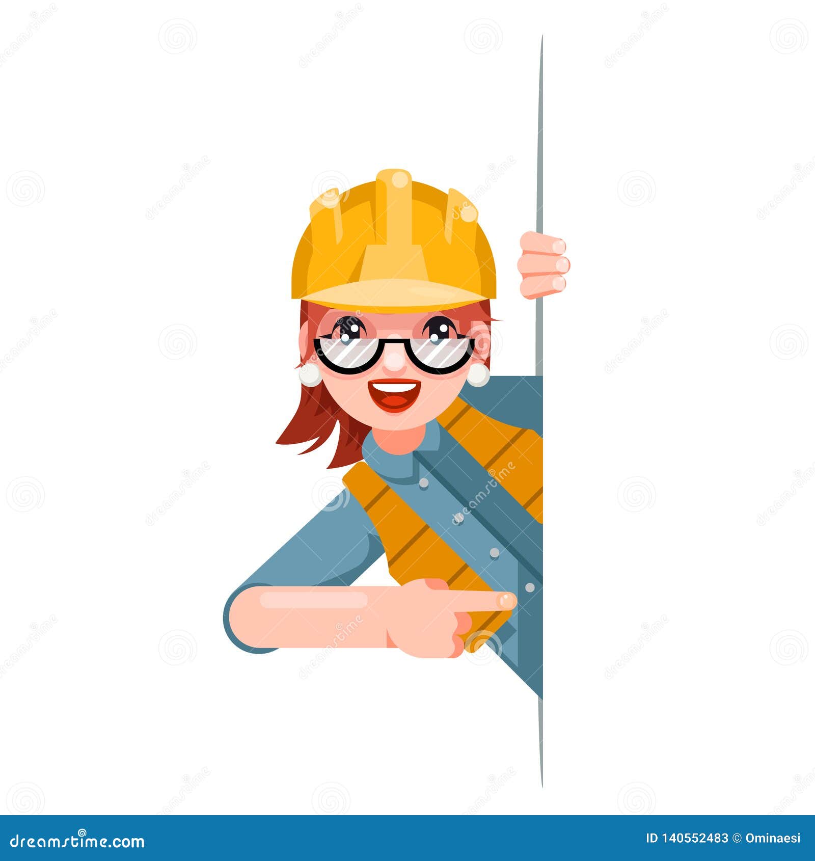 Foreman Woman Worker Professional Builder Engineer Look Out Corner Promotion Pointing Finger Cartoon Female Character Stock Vector - Illustration of engeneer, inspector: 140552483 Foreman Woman Worker Professional Builder Engineer Look Out Corner Promotion Pointing Finger Cartoon Female Character Stock Vector - Illustration of engeneer, inspector: 140552483