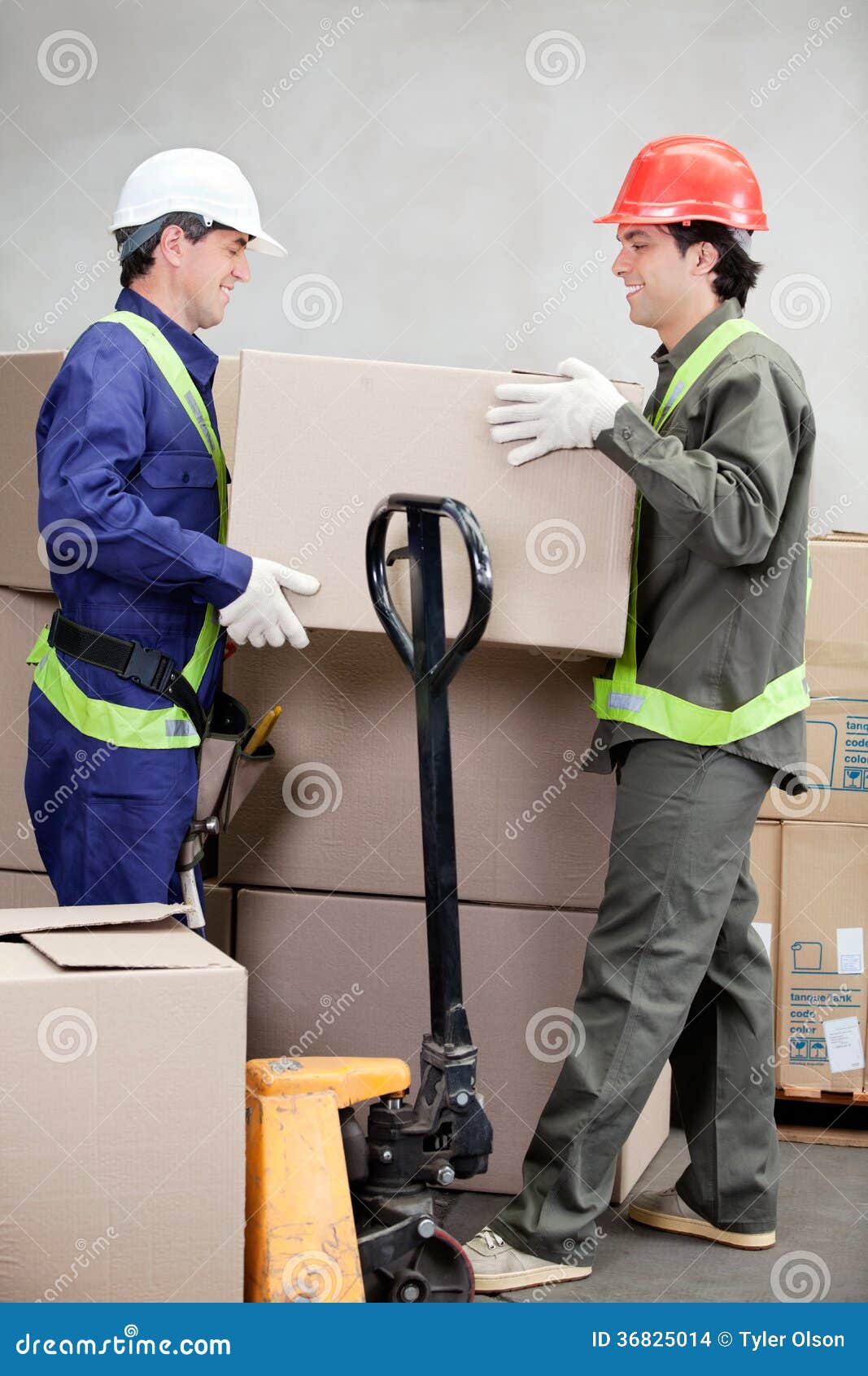 Foremen Lifting Cardboard Box at Warehouse Stock Photo Image of industrial, candid 36825014