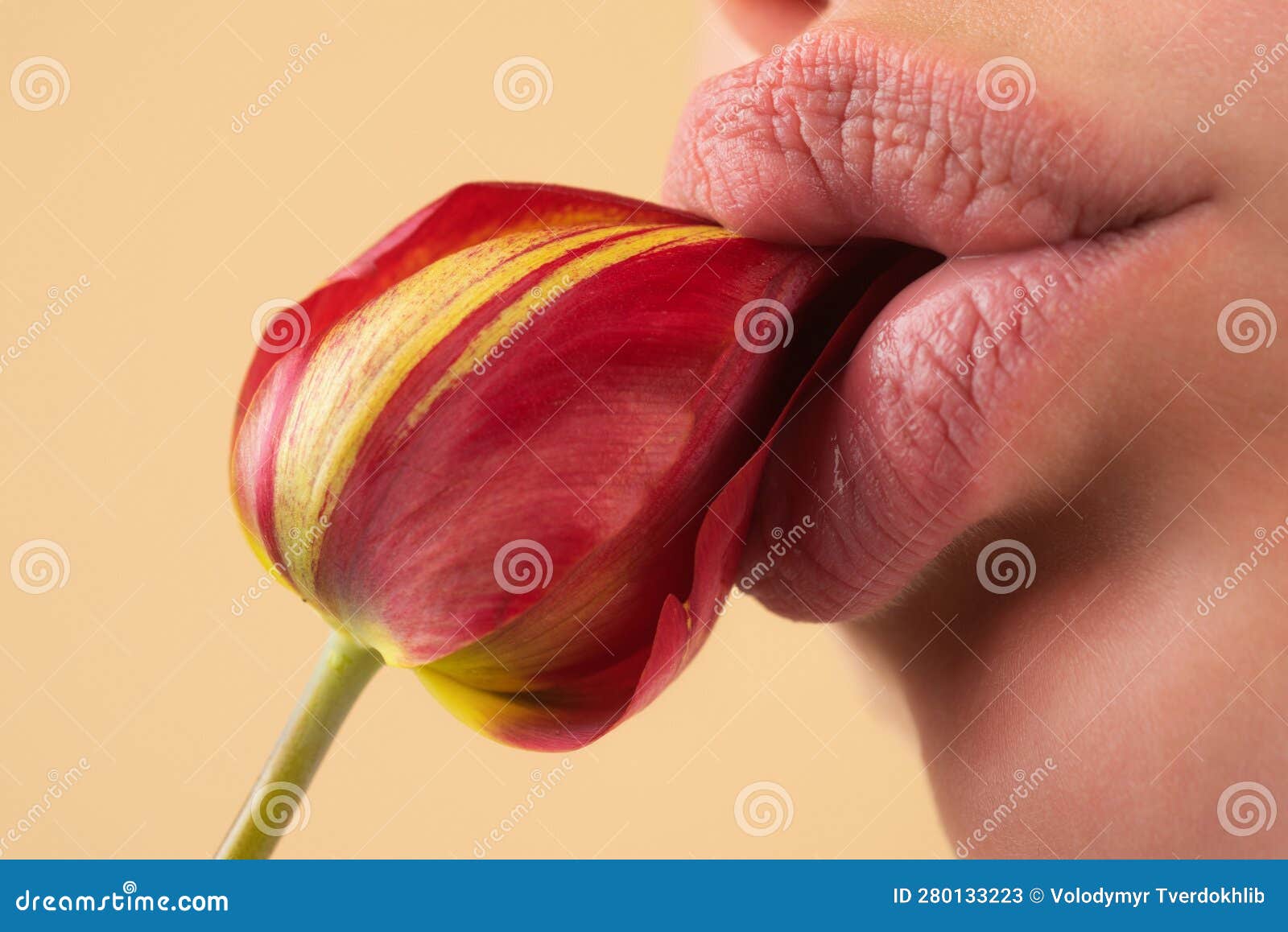 Foreplay Blowjob. Girl Sucking and Licking Flower. Fellation Concept