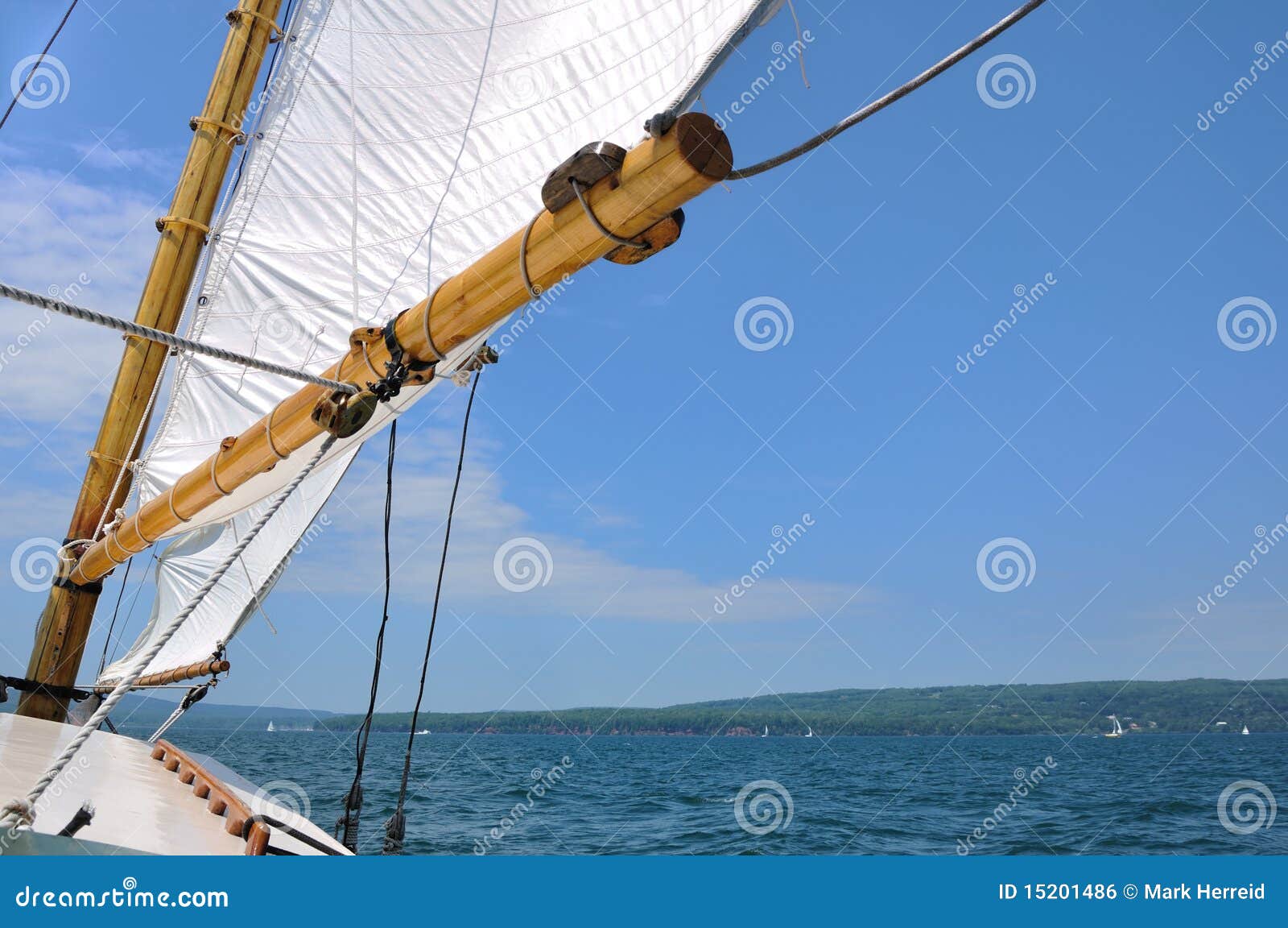 Foresail And Wooden Mast Of Schooner Sailboat Royalty Free ...