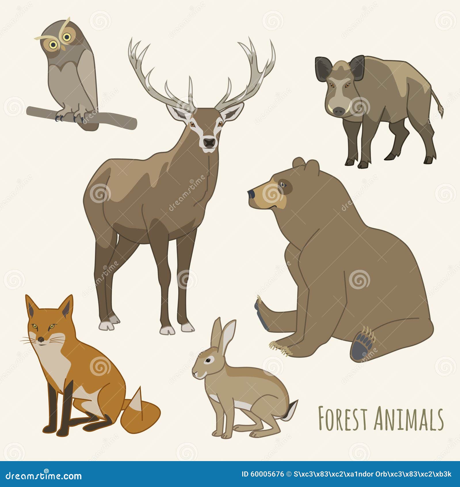 Forest animal set stock vector. Illustration of deer - 60005676