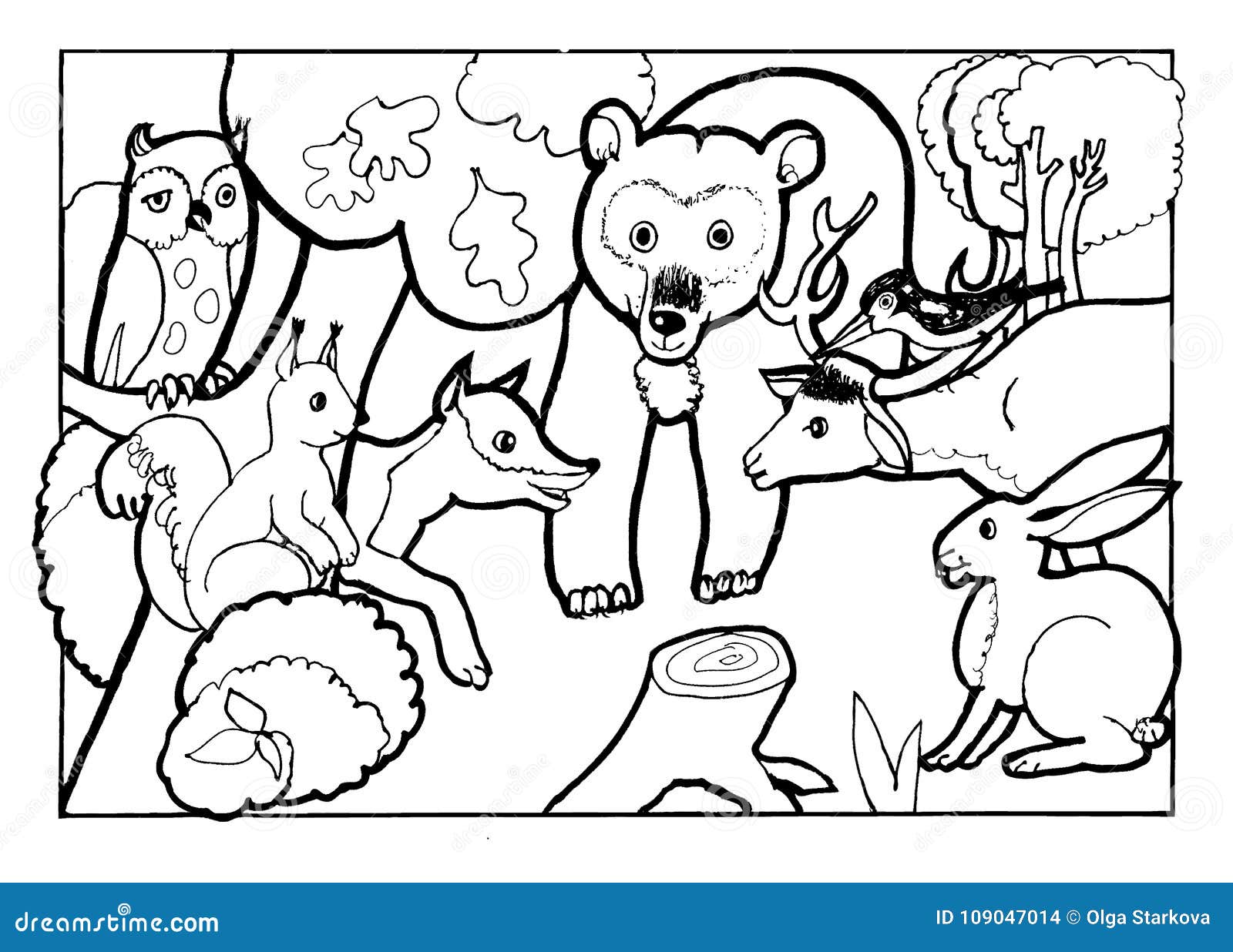 Forest Animals, Coloring Book,Coloring Book Page, black And White ...