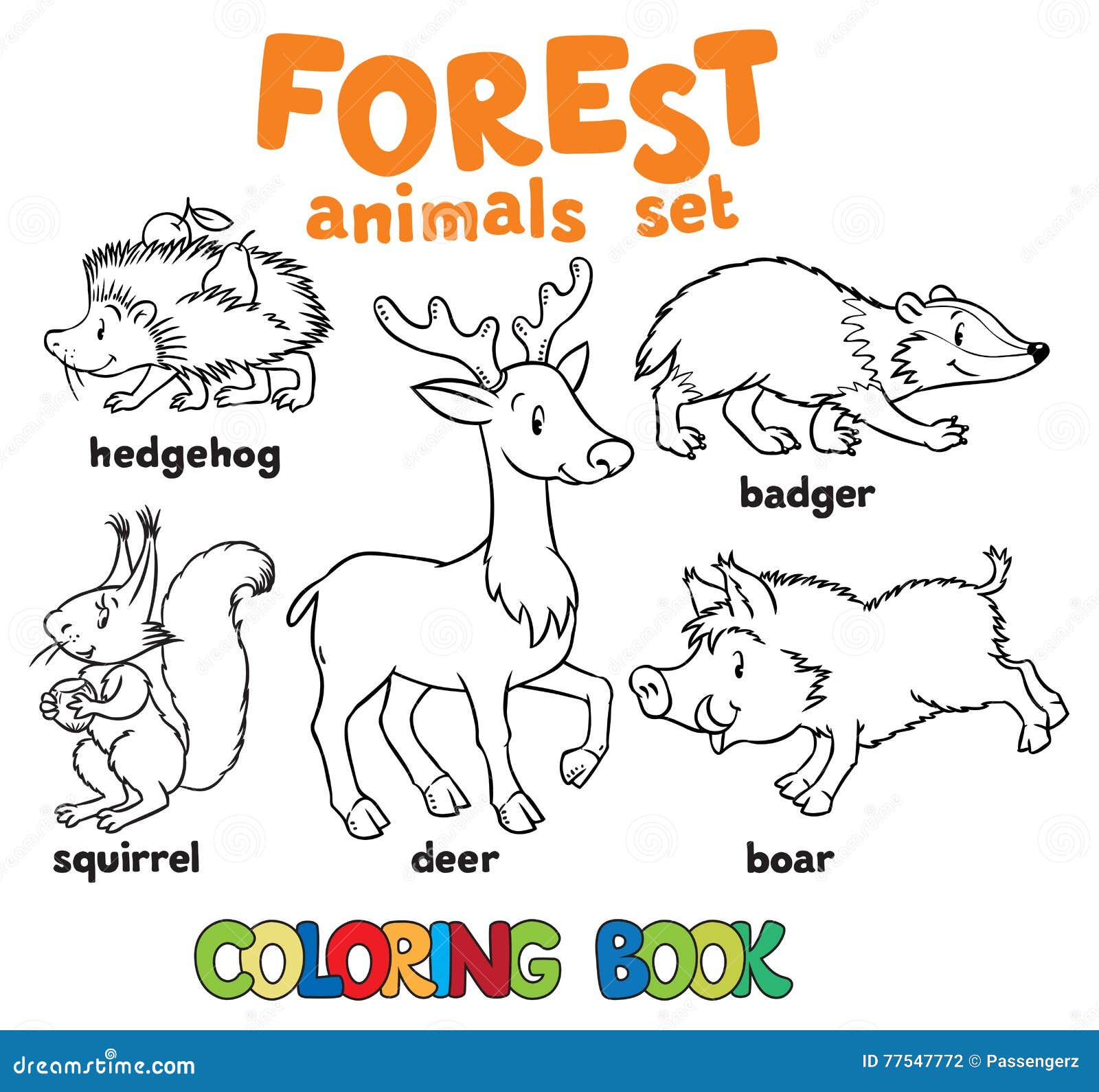 Download Forest Animals Coloring Book Stock Vector Illustration Of Pencil Needle 77547772