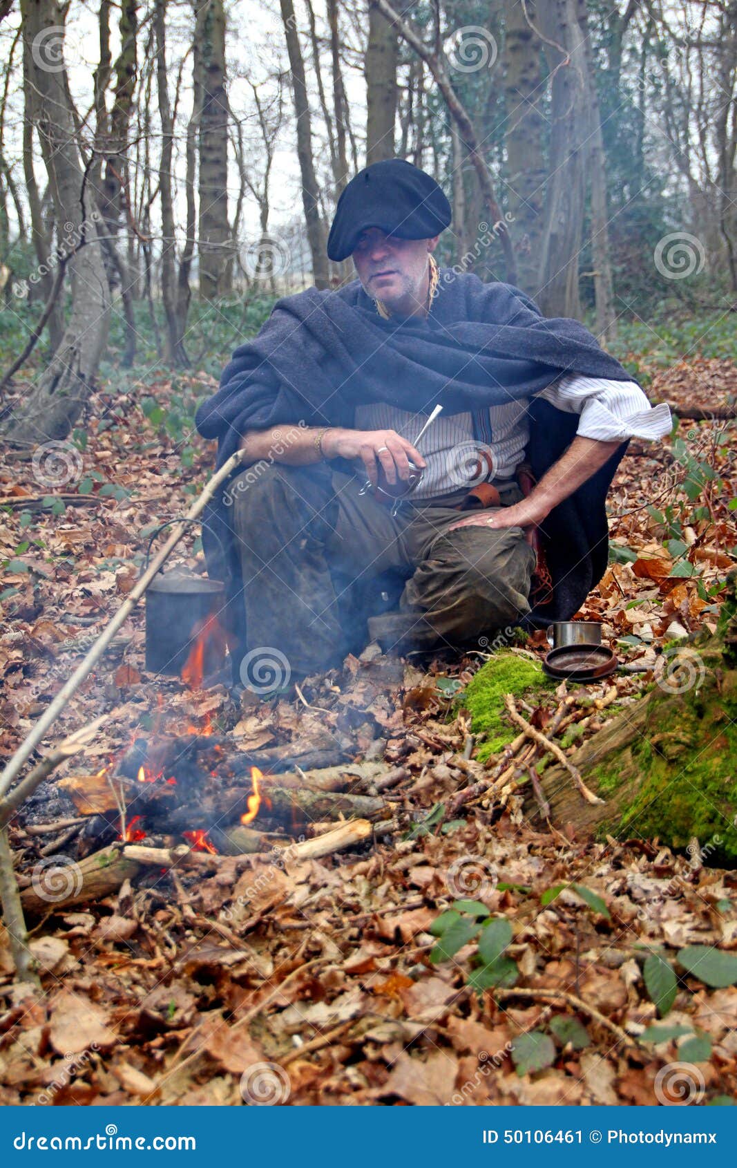 forest camp man in woods