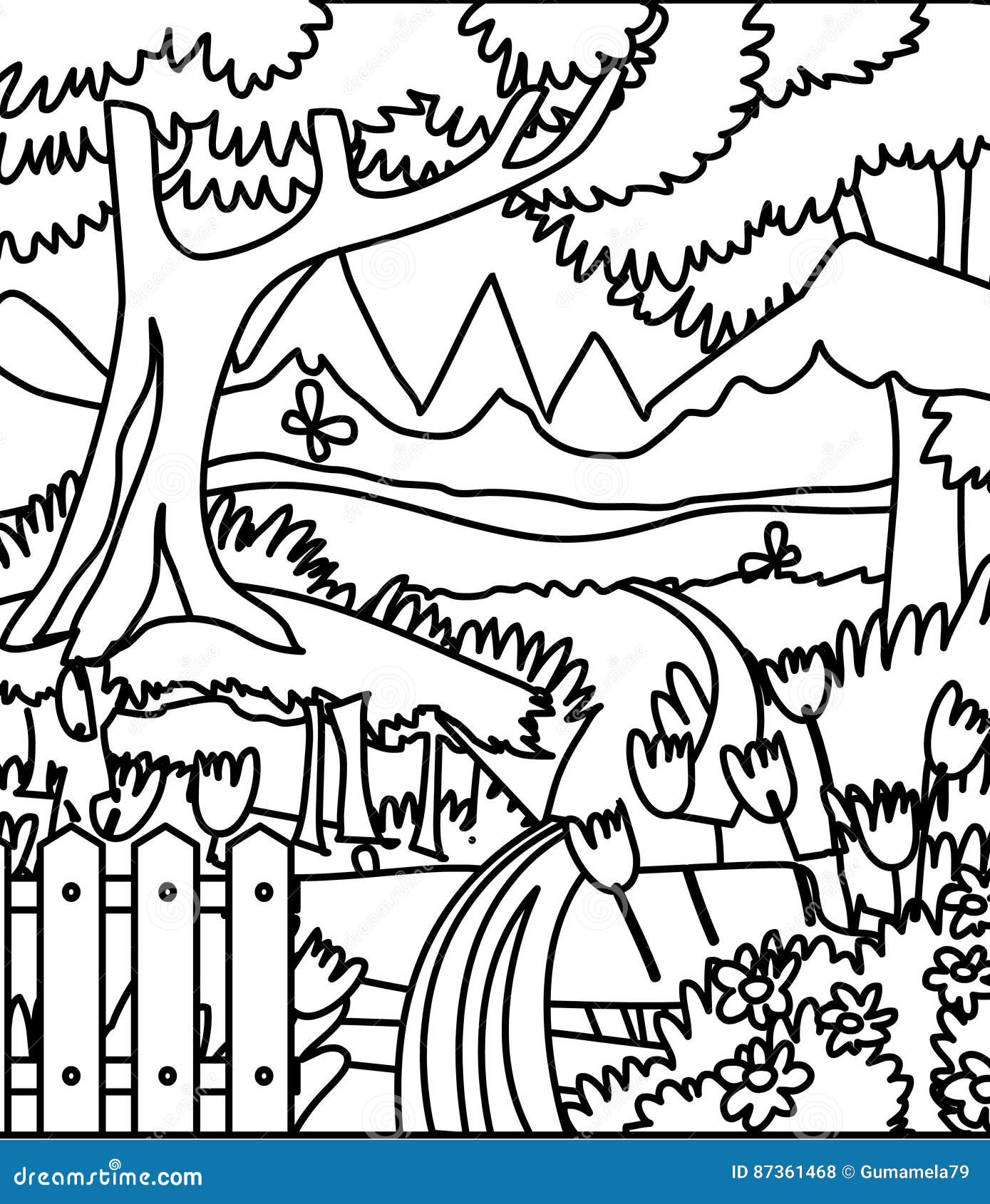 Forest Coloring Page Stock Illustration Illustration Of Coloring 87361468
